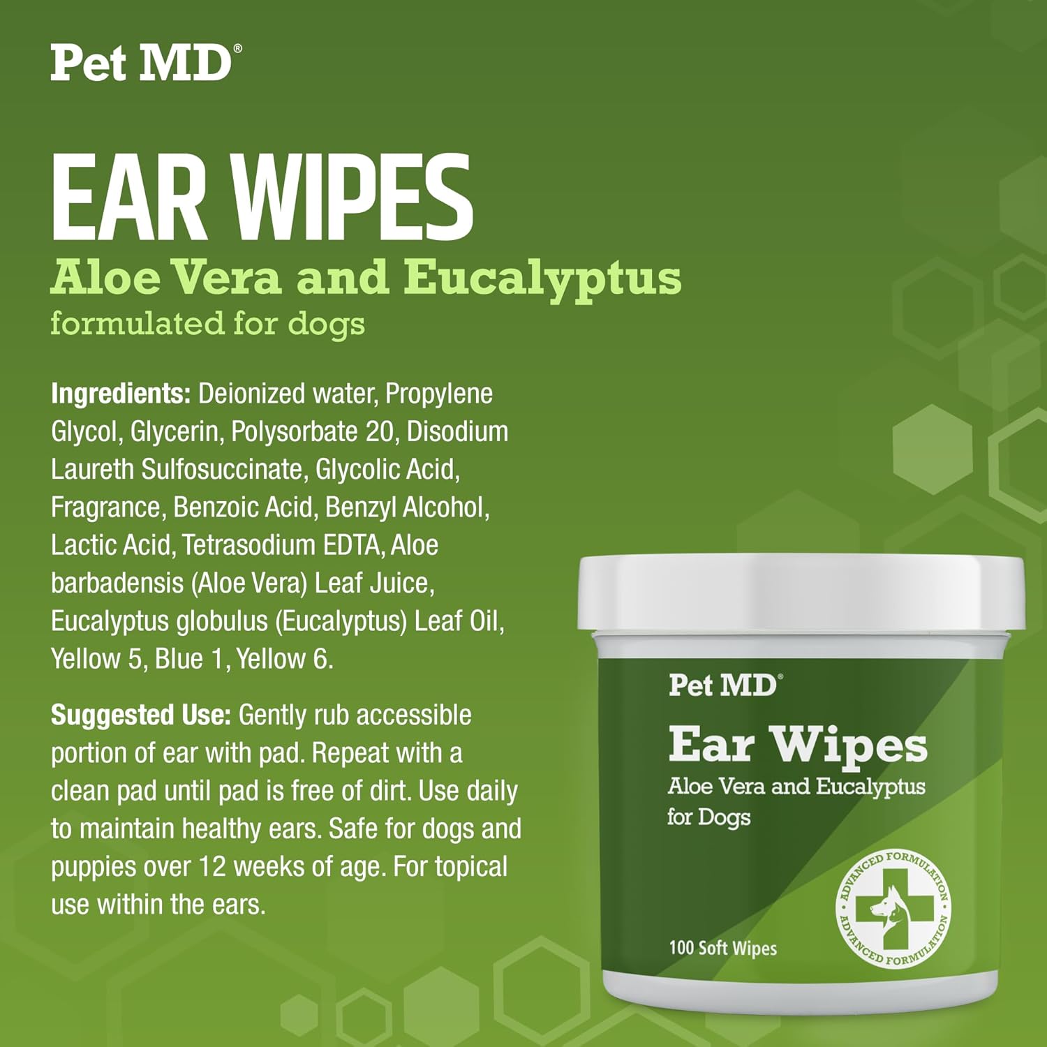 Thumbnail 4 de Pet MD Dog Optical Cleaner Ear Wipes (100ct) with Aloe & Eucalyptus