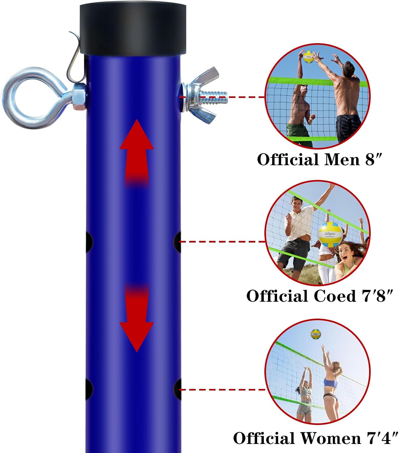 Detalle de Zdgao Outdoor Portable Adjustable Volleyball Net System: Complete Practice Kit