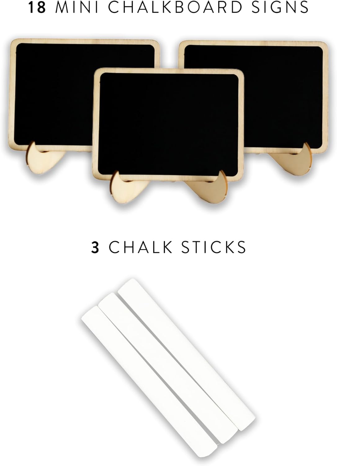 Detalle 2 de SAVVY & SORTED Mini Chalkboard Signs, 18-Pack with Wooden Frames and Stands