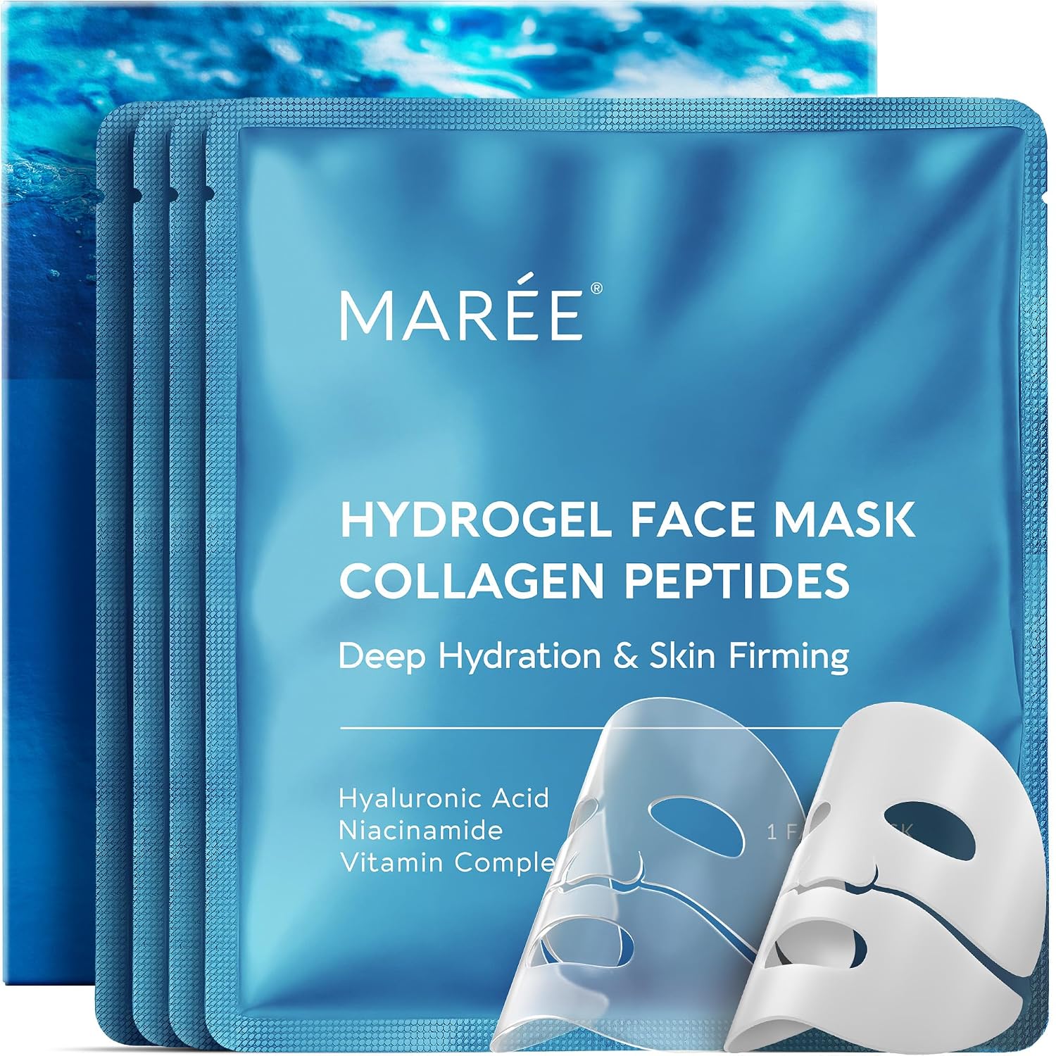 Detalle de MAREE Hydrogel Collagen Facial Mask with Hyaluronic Acid – Hydrating Mask for All Skin Types