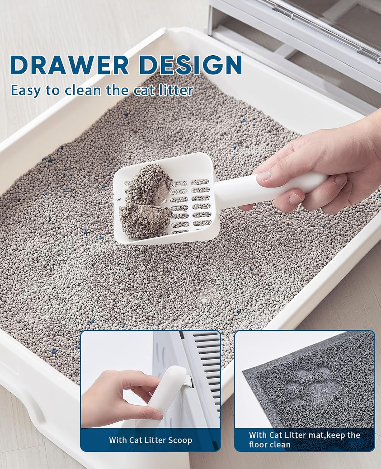 Thumbnail 4 de Medario 01litterbox Covered Cat Litter Box with Pull-Out Tray and Mat