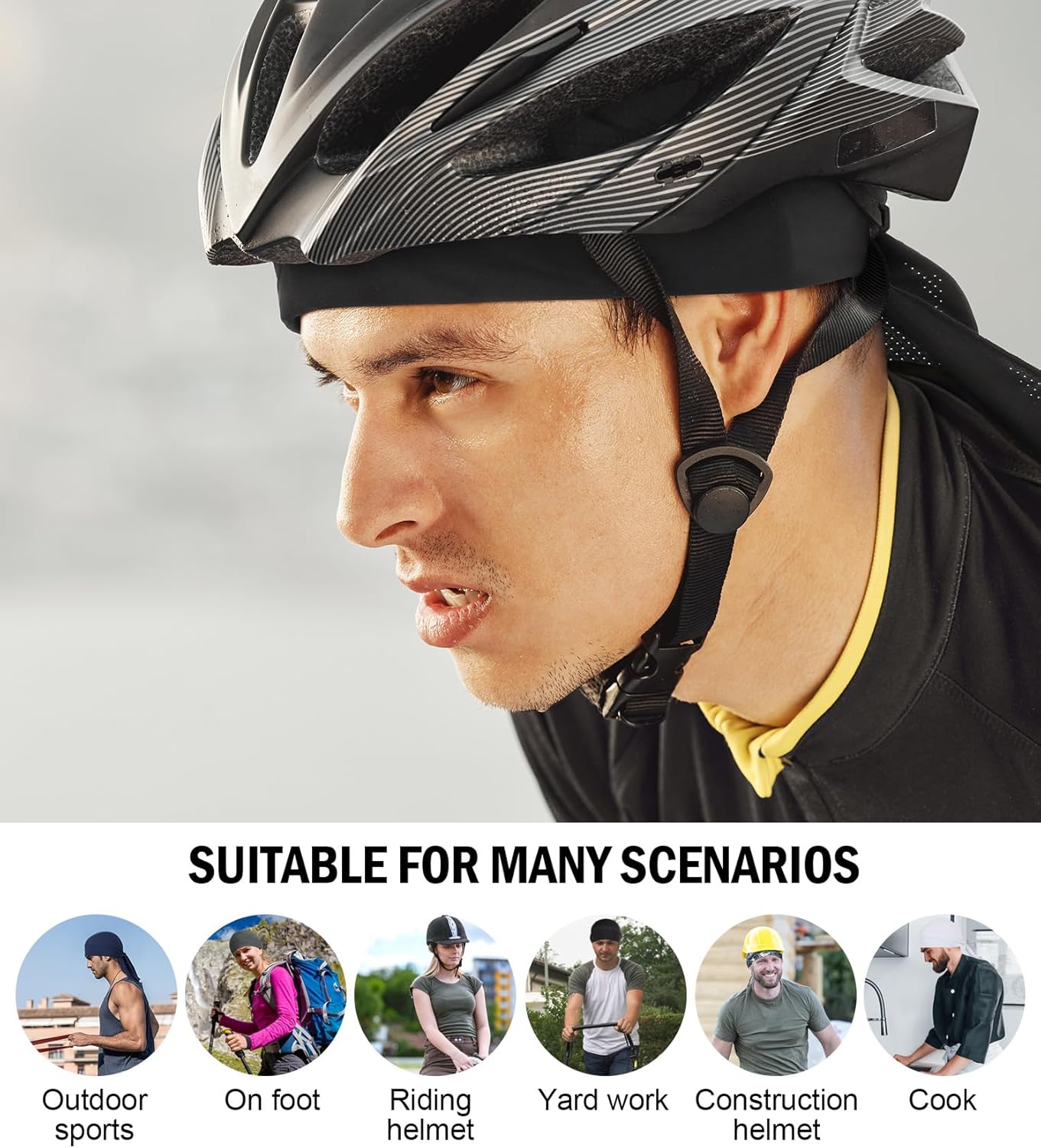 Detalle de MELASA Cycling Bandana Skull Cap: Cooling Durag Helmet Liner for Sport and Outdoors