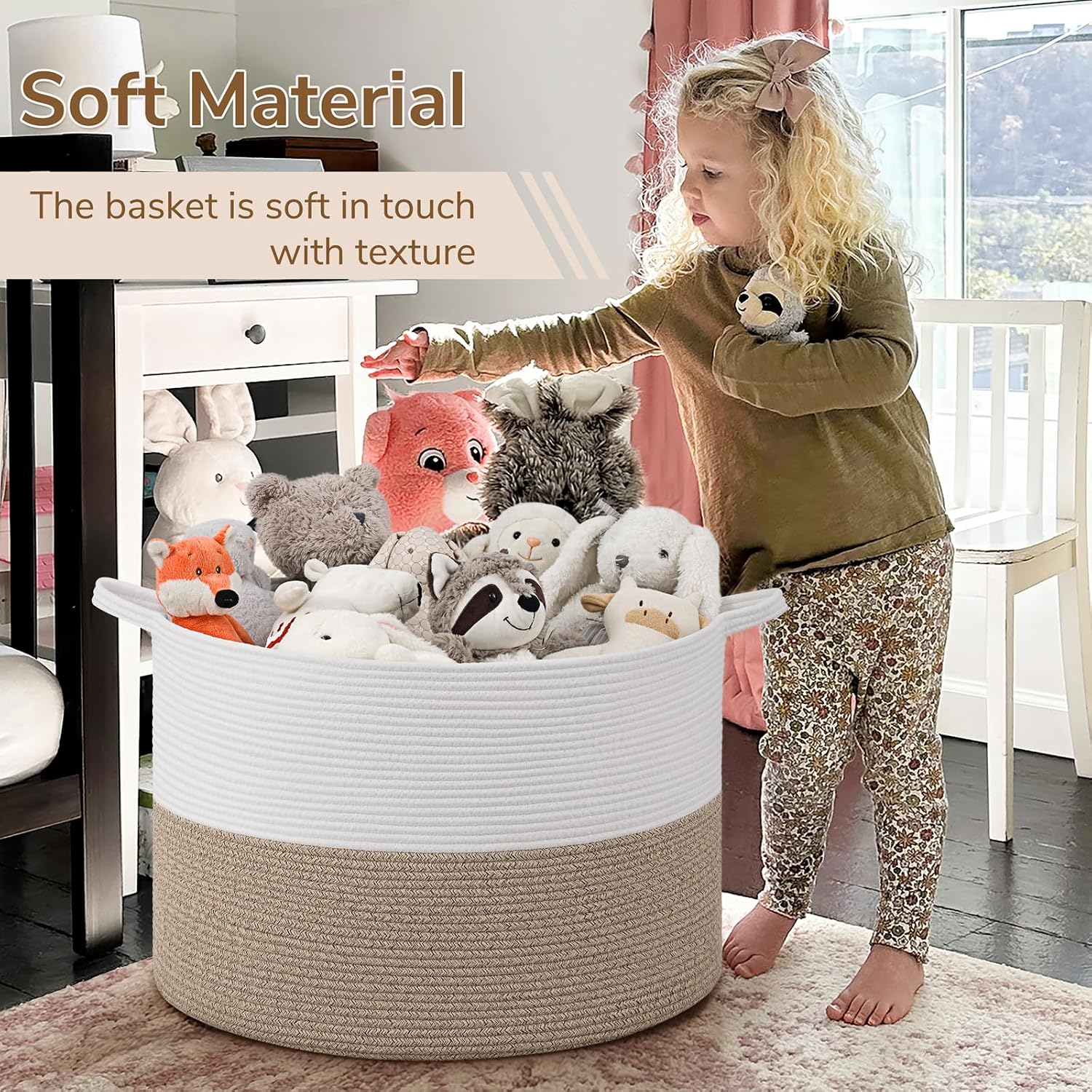 Thumbnail 5 de INDRESSME rack08-XL 115Llight brown 115L Cotton Rope Storage Basket