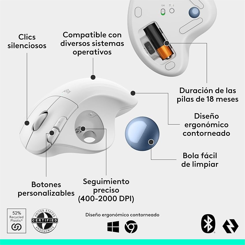 Thumbnail 5 de Logitech ERGO M575S ratón ergonómico inalámbrico