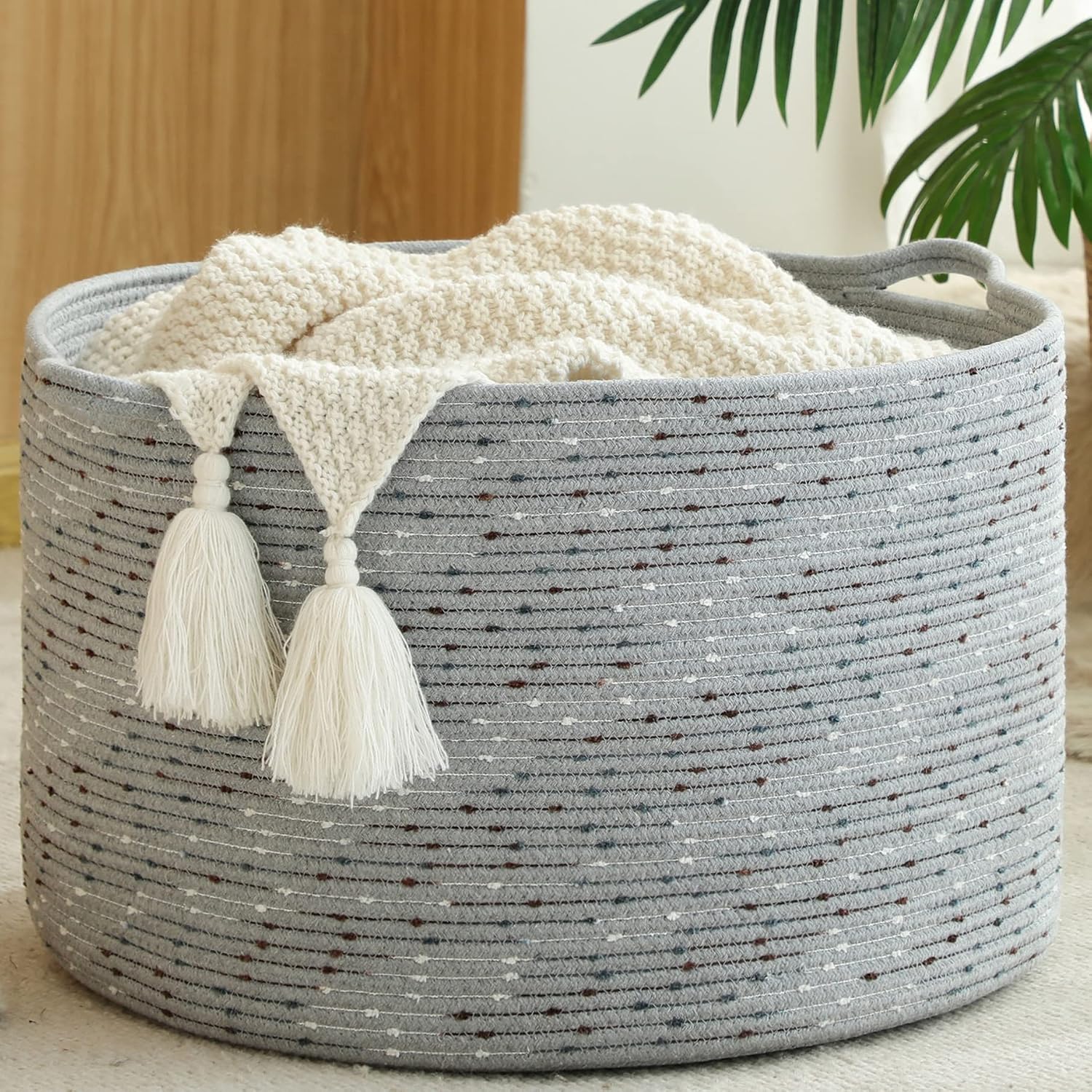 Thumbnail 6 de KAKAMAY Large Blanket Basket 20x13"