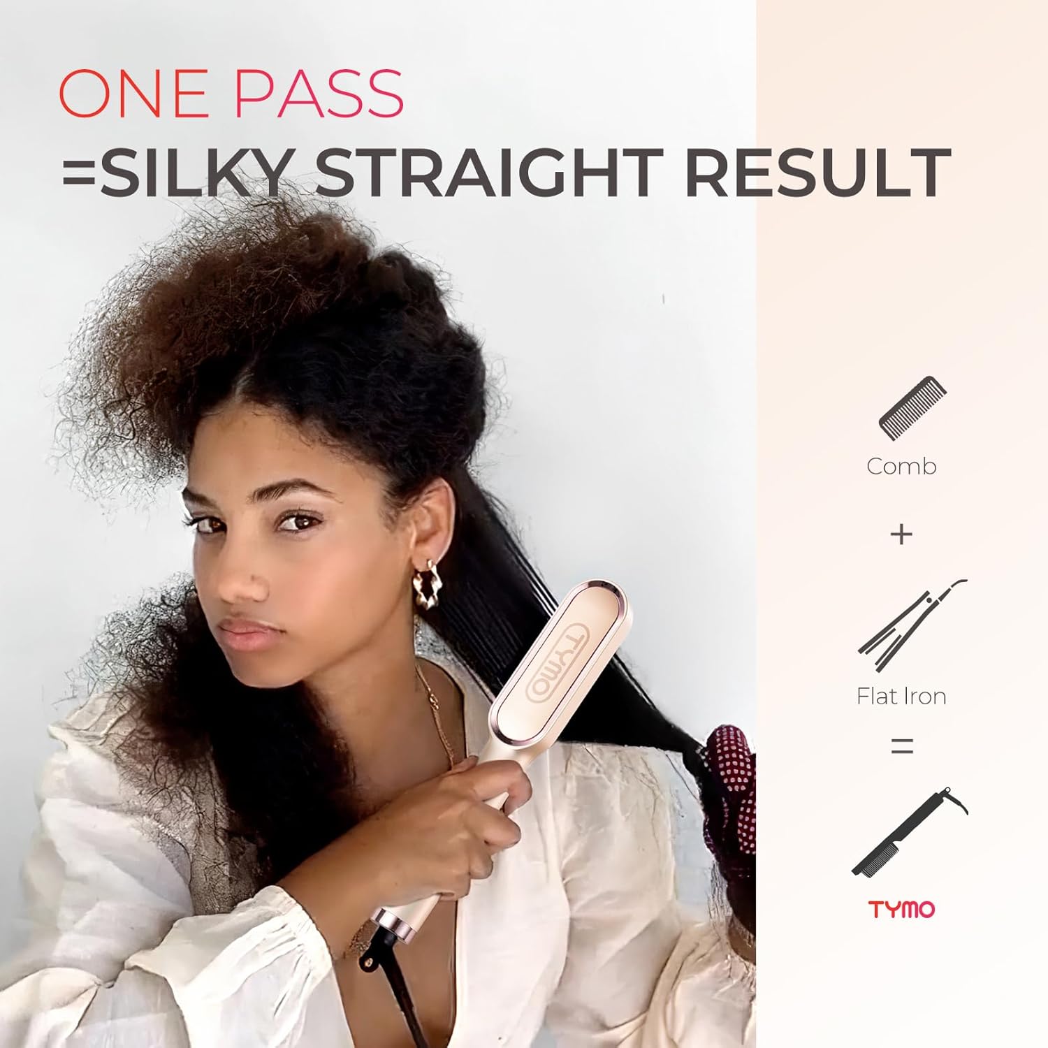 Thumbnail 1 de TYMO Hair Straightener Brush UK: 2-in-1 Flat Iron and Brush (Peach)