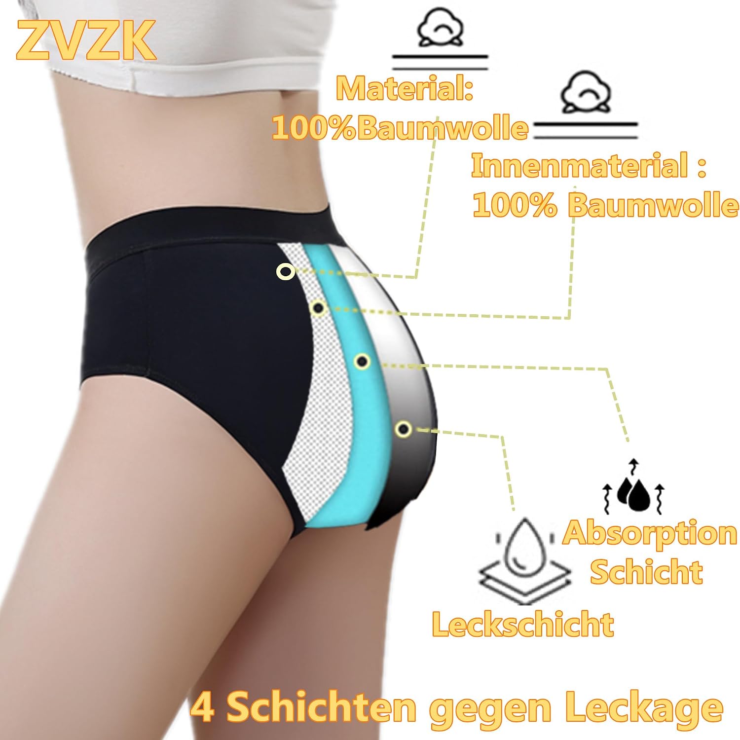 Thumbnail 2 de ZVZK Periodenunterwäsche starke Blutung 8–16 Jahre