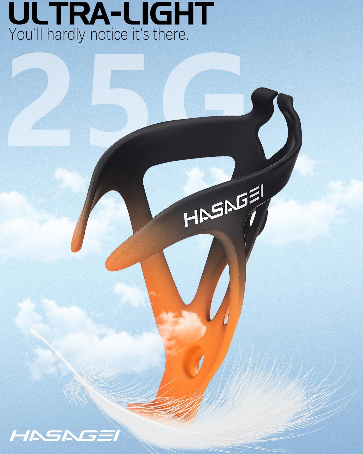 Detalle de HASAGEI Bike Water Bottle Holder (Non-slip, lightweight) – universal bottle cage for road, MTB and touring