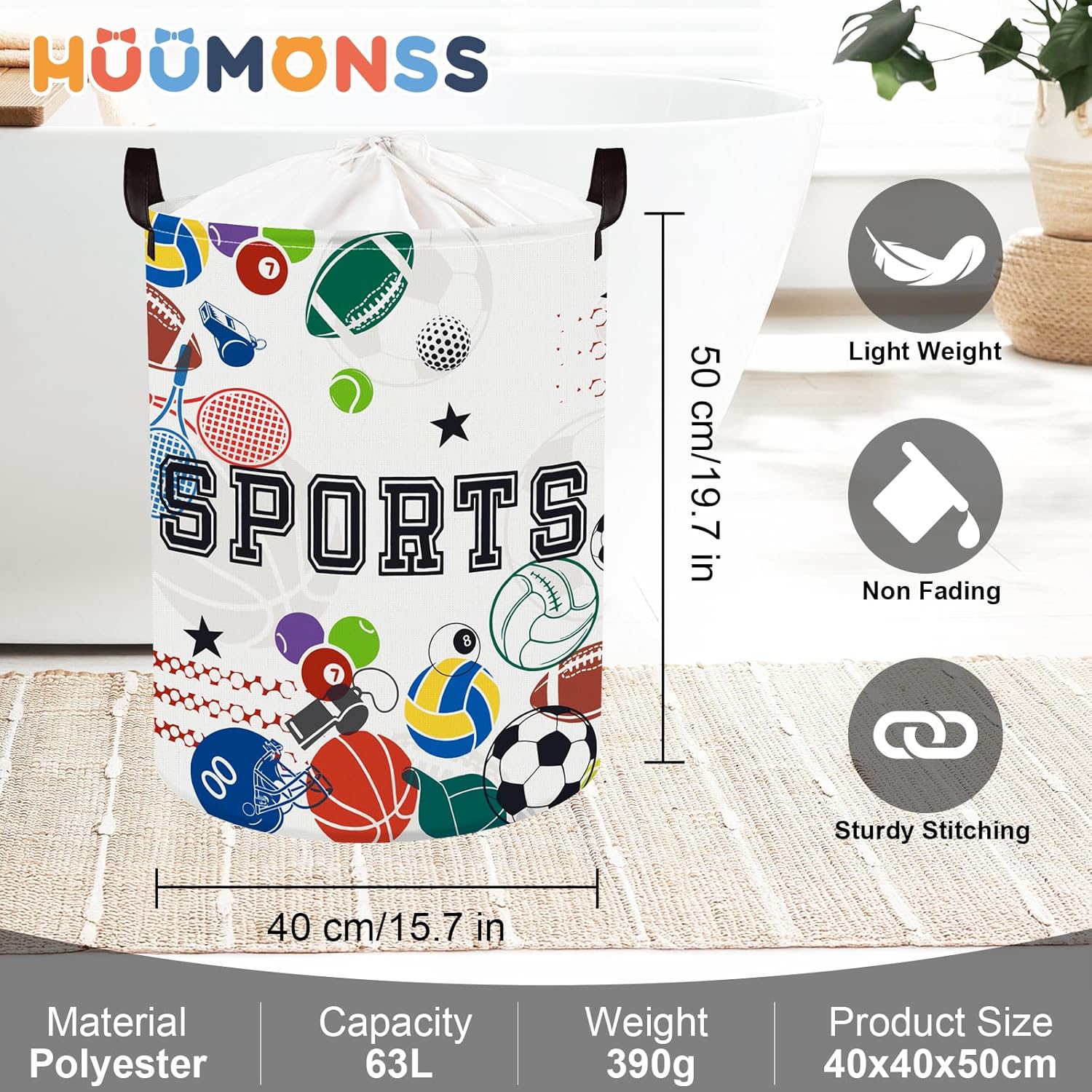 Thumbnail 5 de HUUMONSS Sports Balls Laundry Hamper 63L