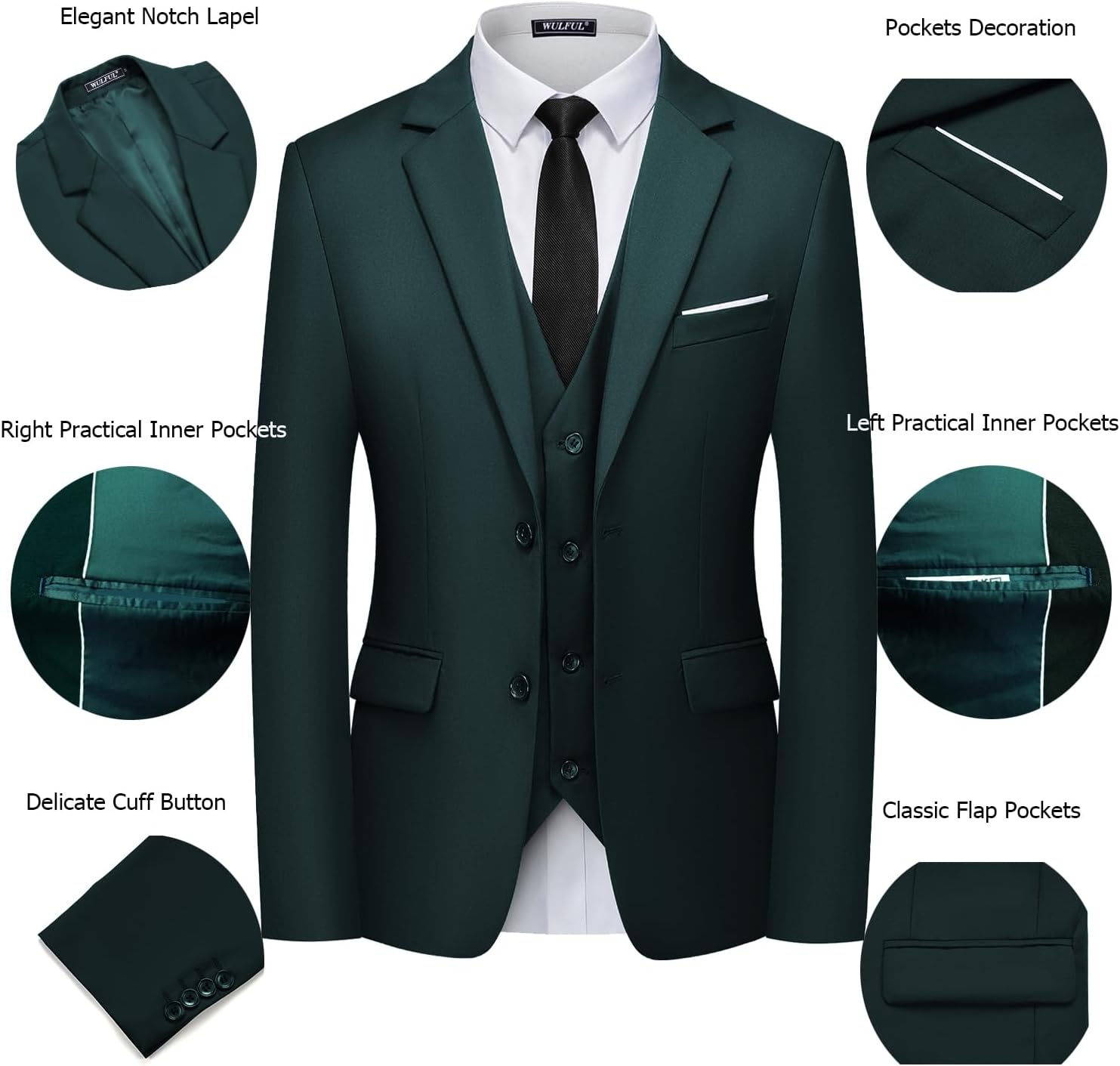 Thumbnail 3 de WULFUL 3 Piece Slim Fit Suit Set 1️⃣
