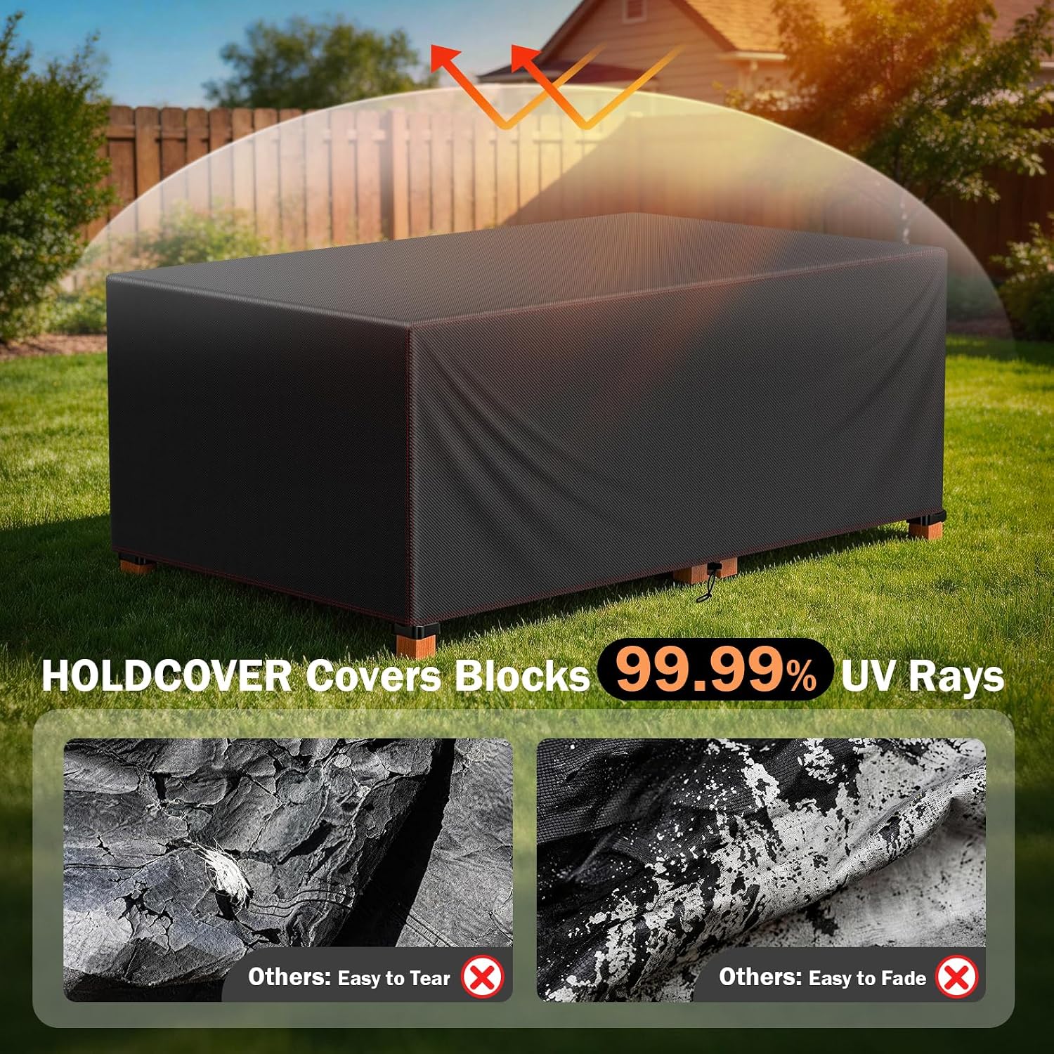 Detalle 2 de HOLDCOVER 82" L×62" W×28" H Patio Furniture Cover, 420D Oxford