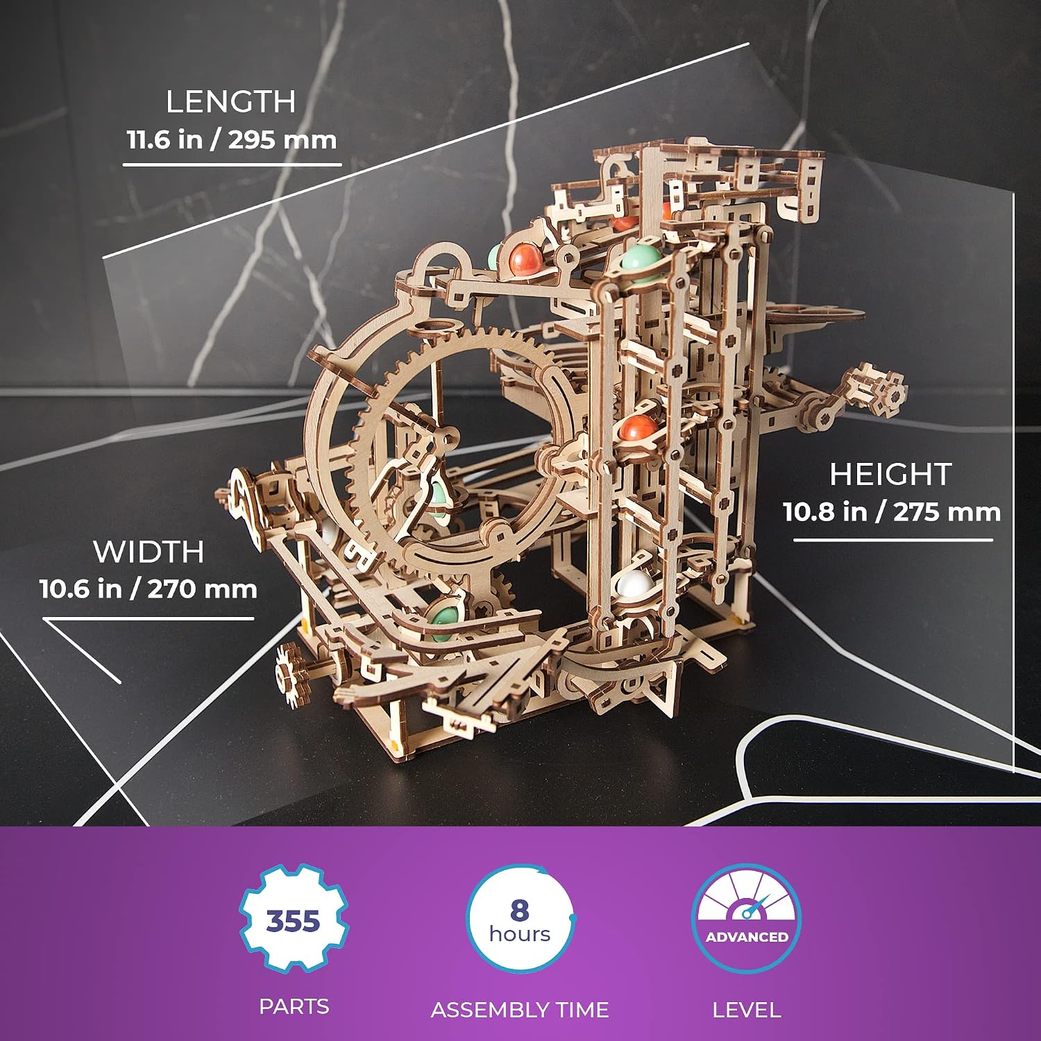Detalle 2 de UGEARS Wooden Marble Run 355 pcs