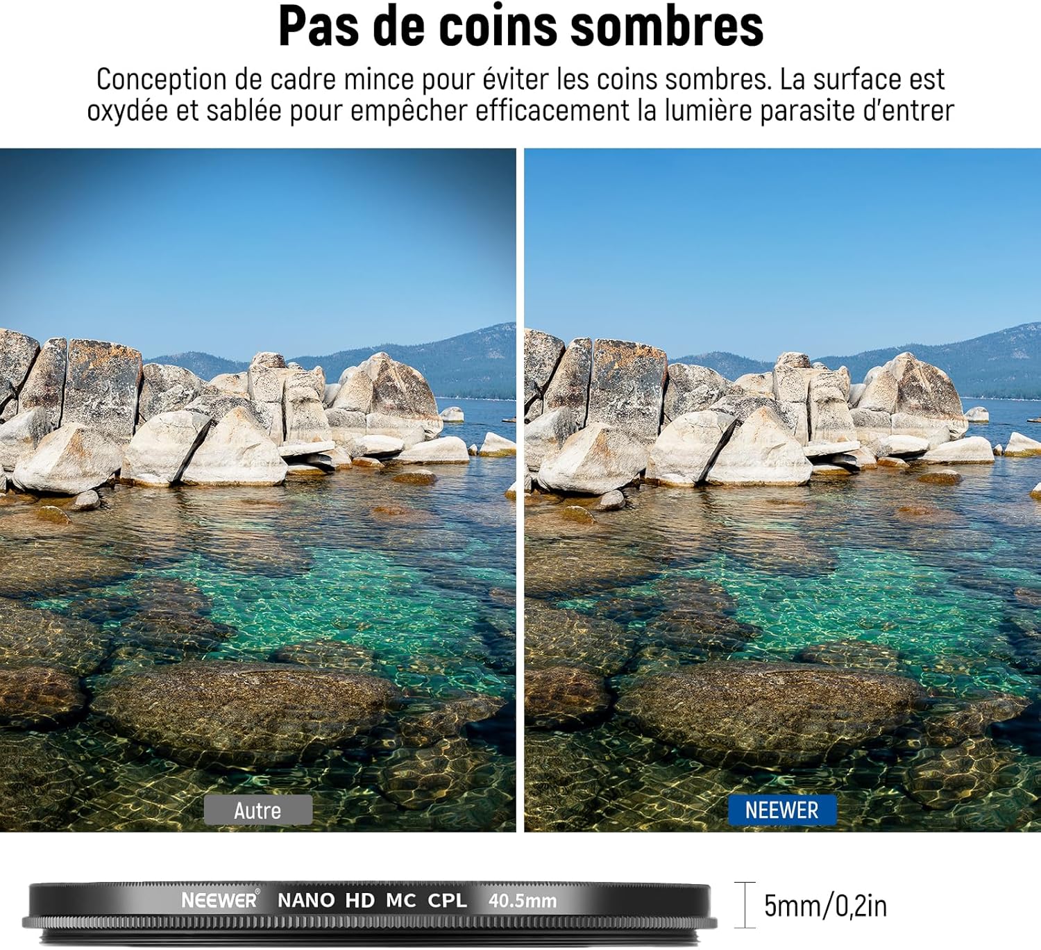 Thumbnail 3 de NEEWER filtre polarisant circulaire 40,5 mm (MC/CPL) — réduction des reflets et meilleure lisibilité