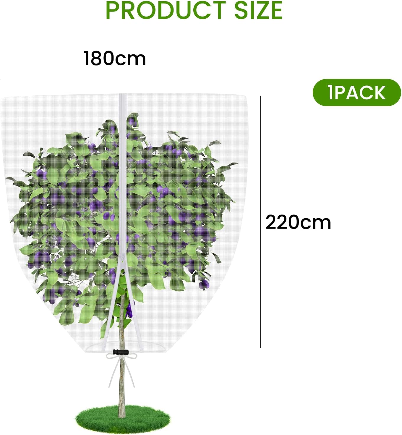 Thumbnail 1 de CAKKVDE 1 Pack Fruit Tree Netting Bird Protection with Drawstring and Zipper (180x220cm)