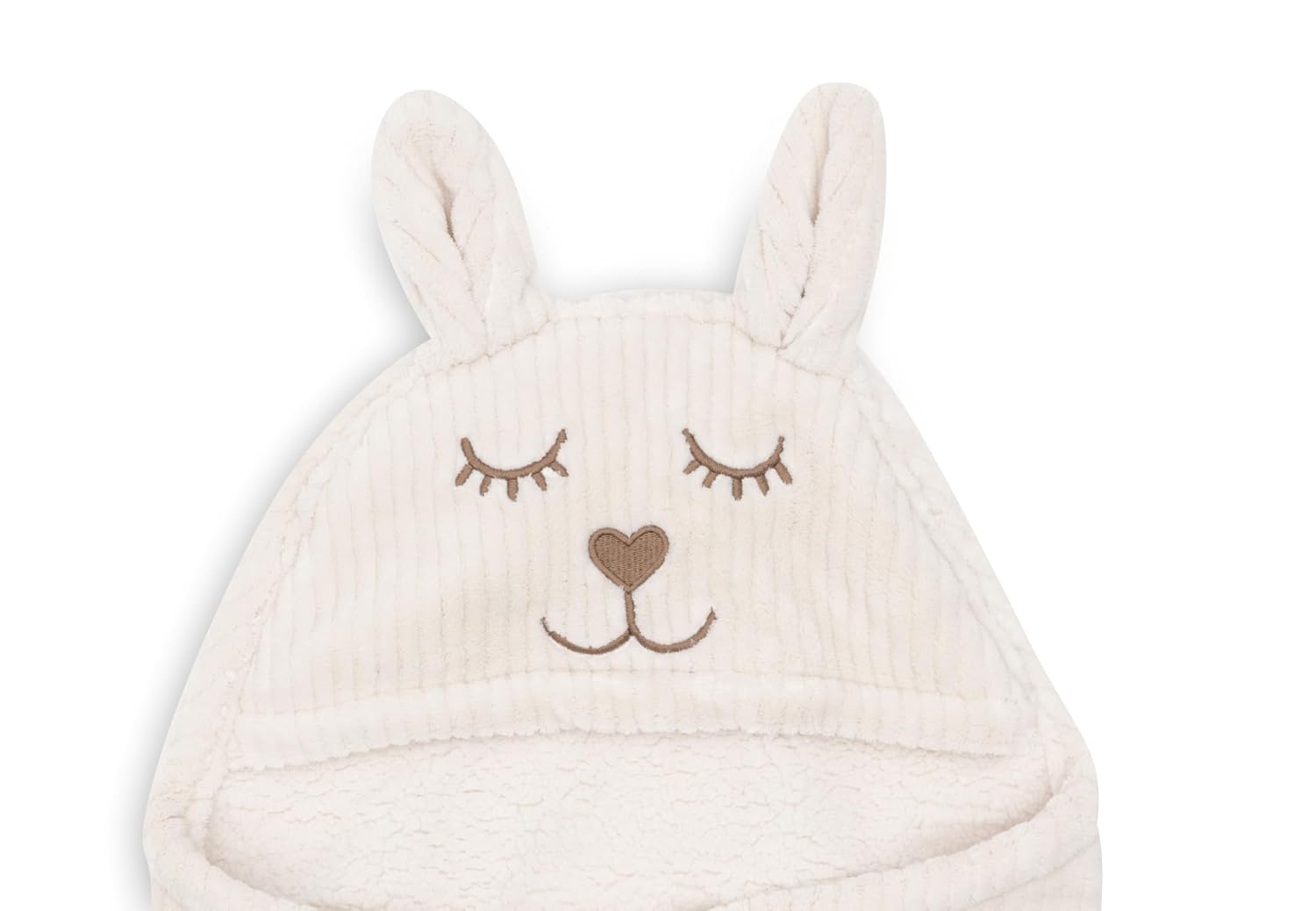 Thumbnail 4 de Jollein Einschlagdecke Baby Bunny Cloudy Rib – Oatmeal mit Kapuze & Klettverschluss