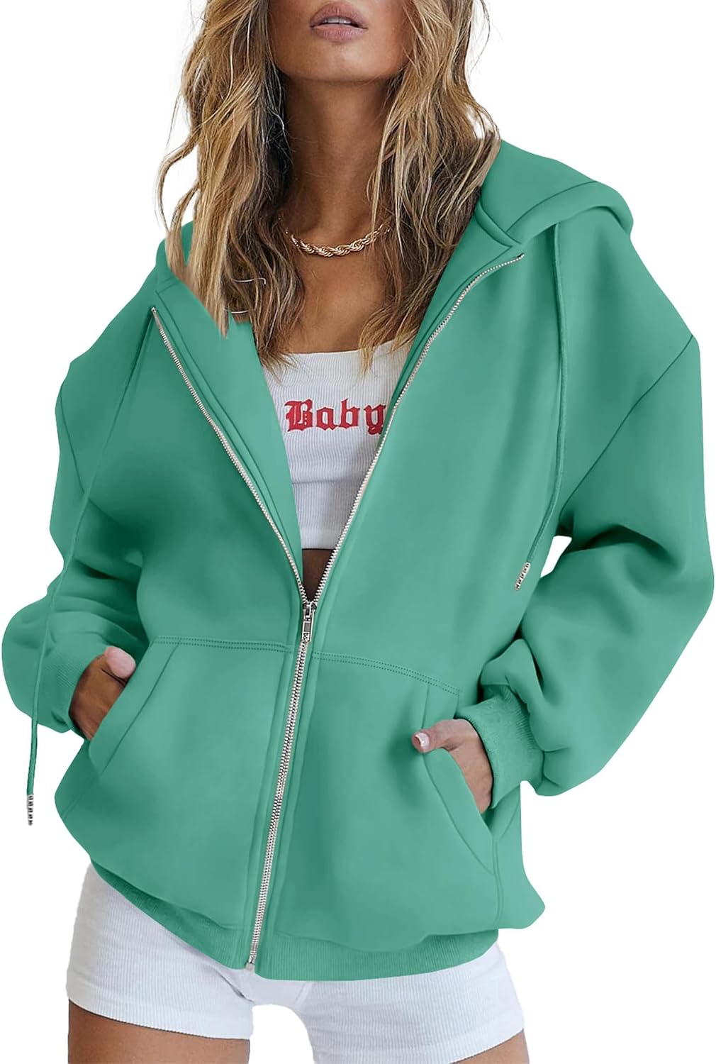 Detalle de PRETTYGARDEN Women's Zip-Up Hoodie