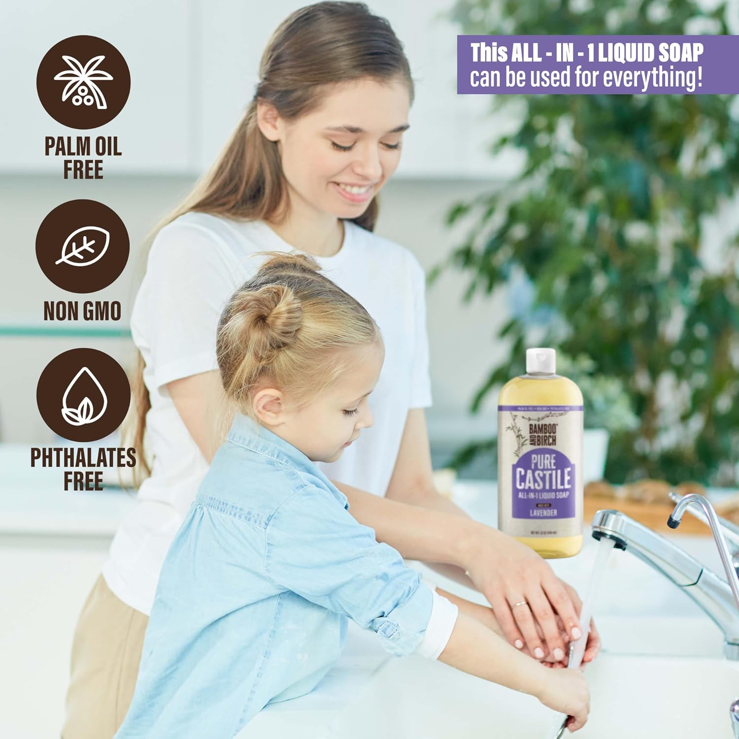 Thumbnail 3 de BAMBOO AND BIRCH BAB-LVND-32 Castile Soap, Lavender, 32 oz