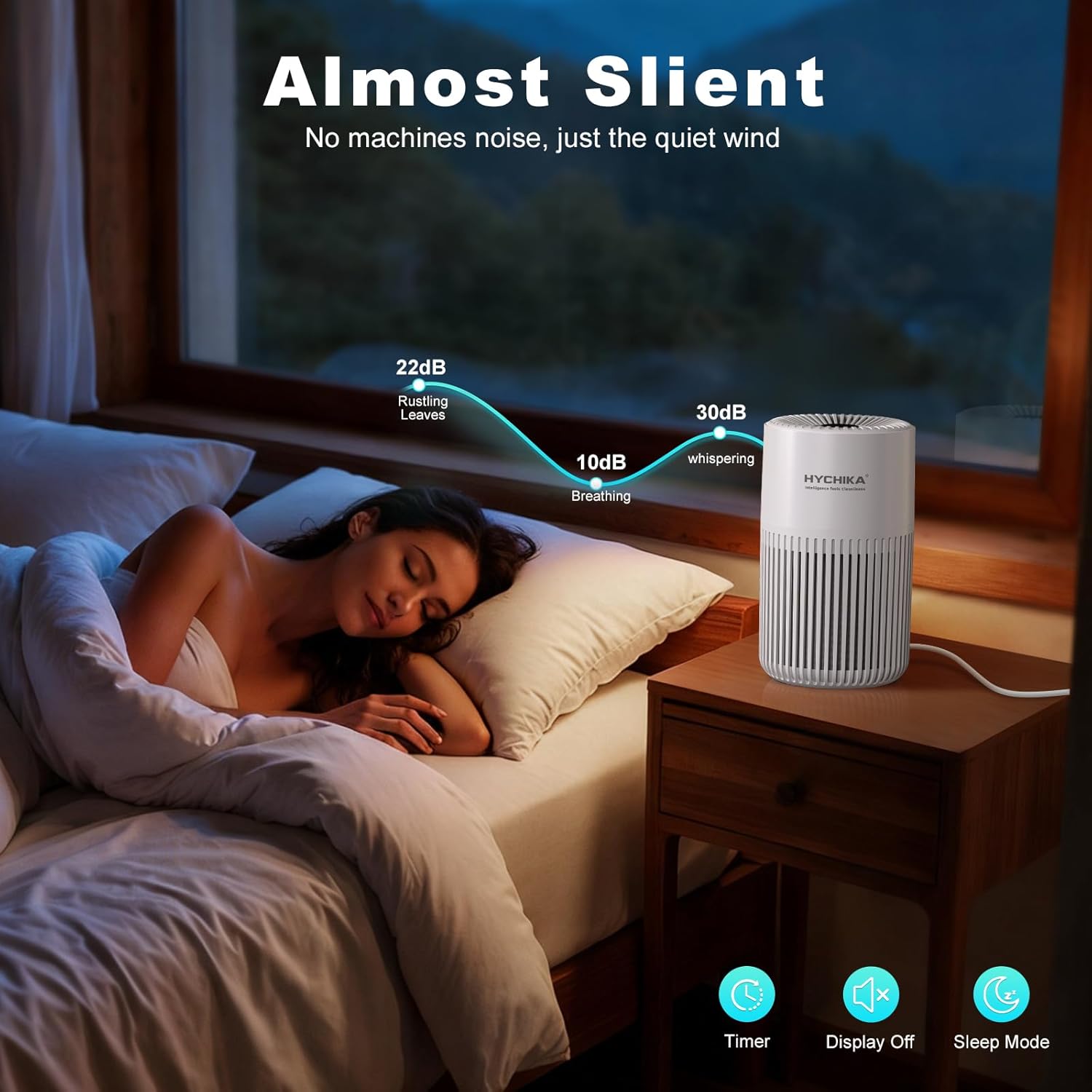 Thumbnail 4 de HYCHIKA bedroom air purifier with HEPA filter, fragrance sponge and 3 speeds (quiet HEPA cleaner)