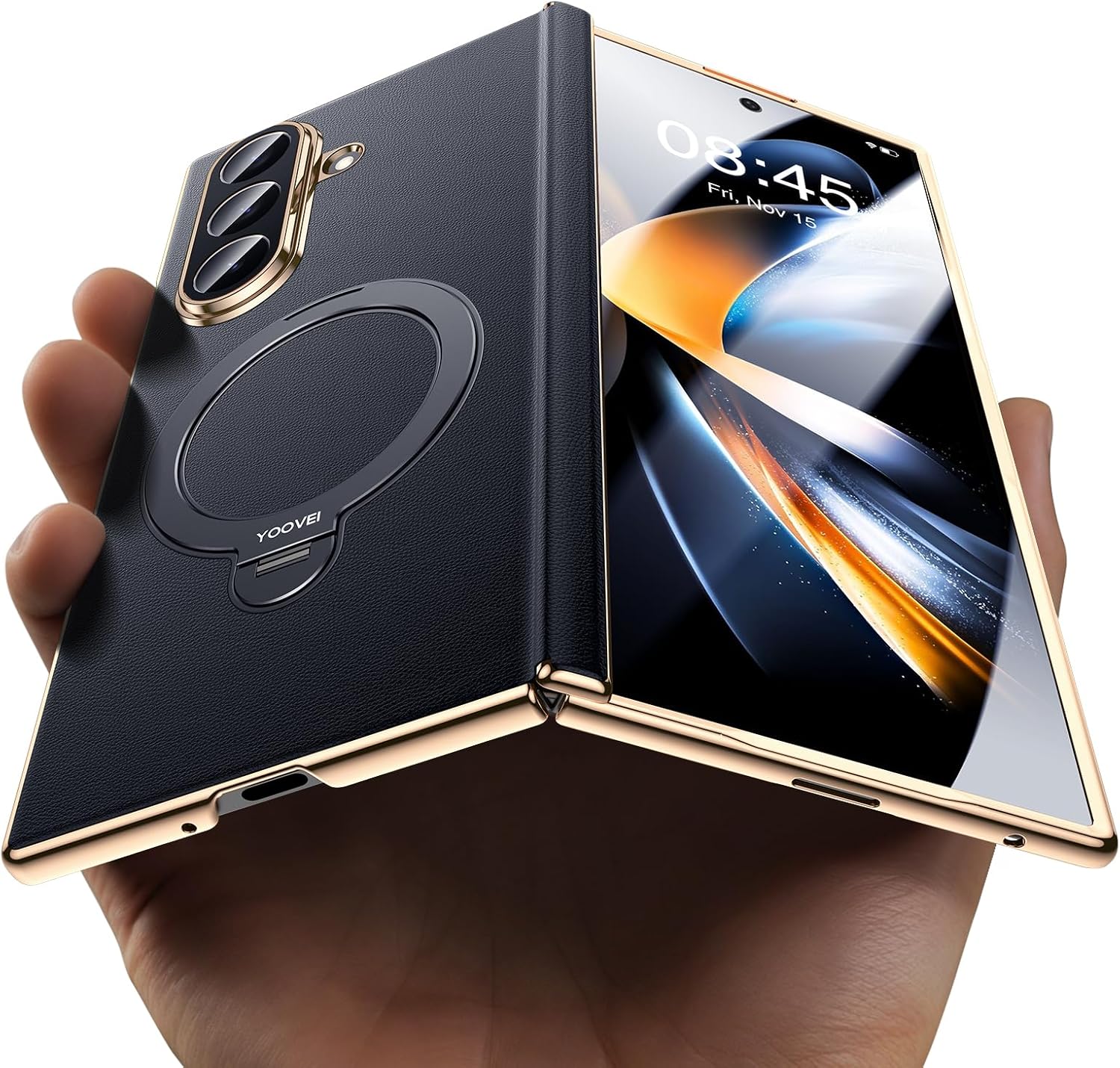 Detalle de YOOVEI Samsung Galaxy Z Fold 7 leather case with hinge protection
