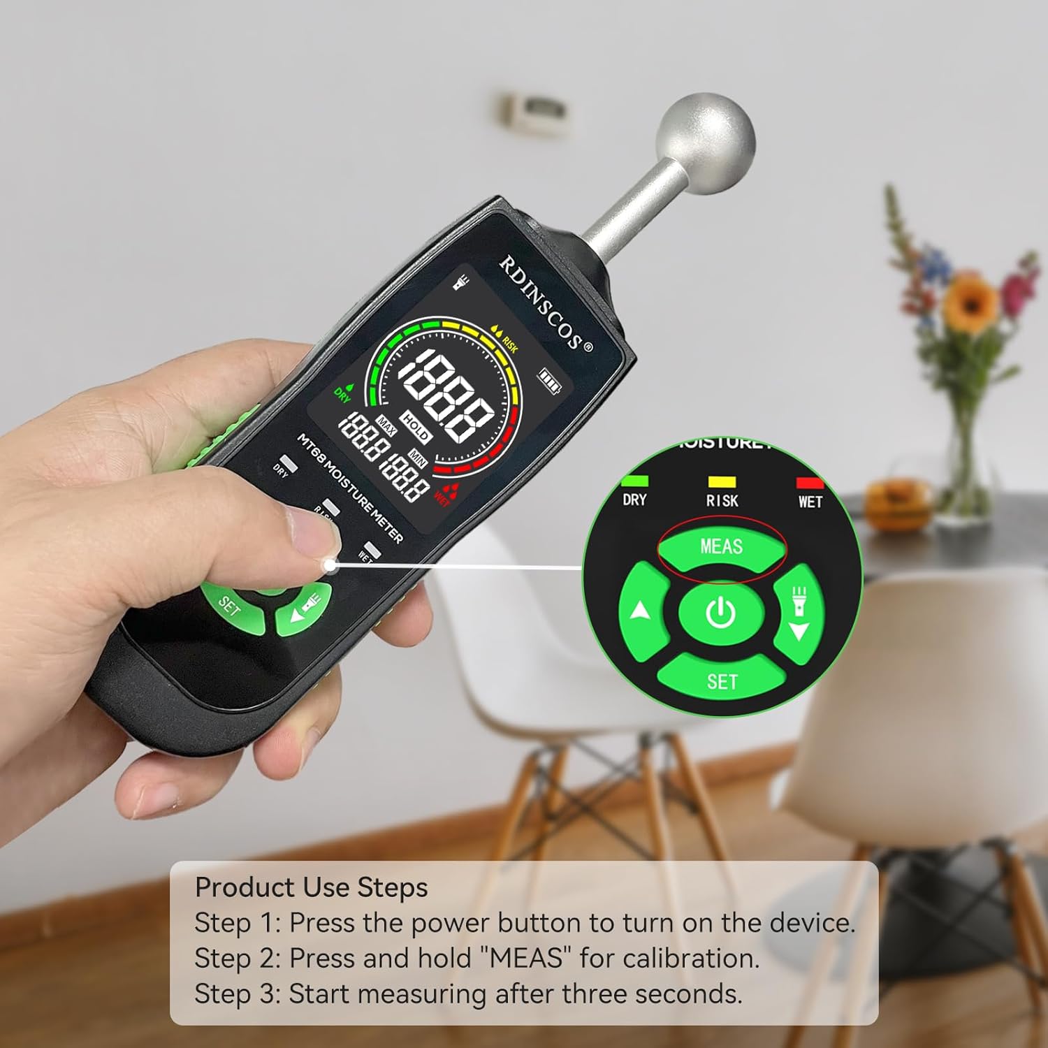 Detalle 2 de RDINSCOS Non‑Destructive Moisture Meter 5‑40 mm