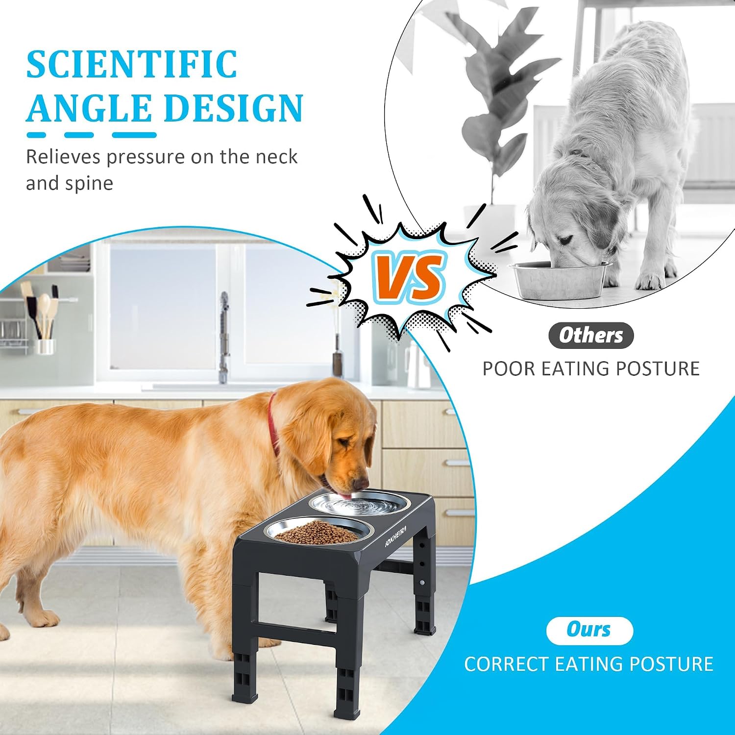 Detalle de IOKHEIRA Dog Bowls Stand 4-height adjustable