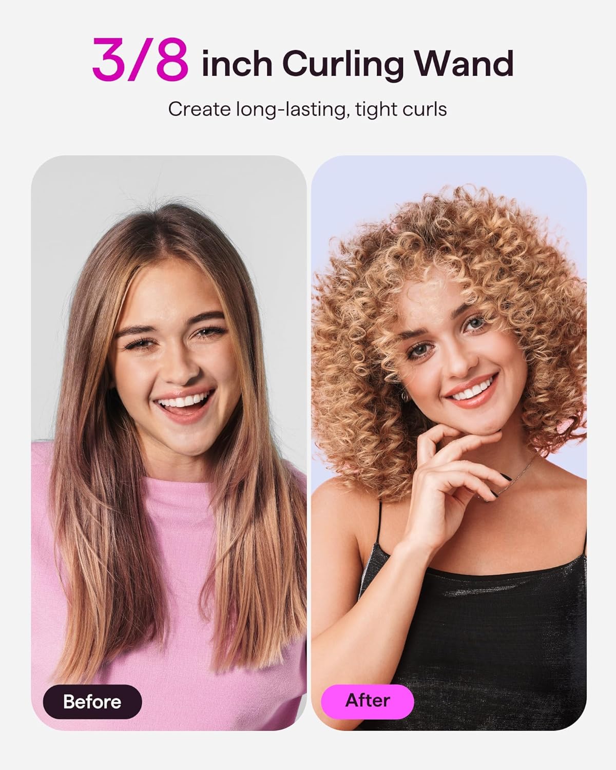 Thumbnail 5 de Wavytalk 3/8 Inch Small Curling Iron Wand with Ceramic Barrel (Rose Pink)