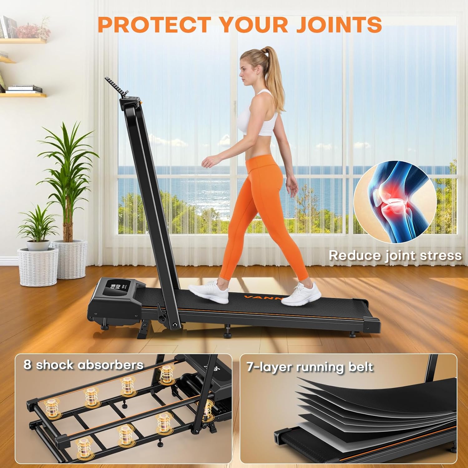Thumbnail 4 de 6 in 1 Folding Treadmill 2.75HP 350lbs