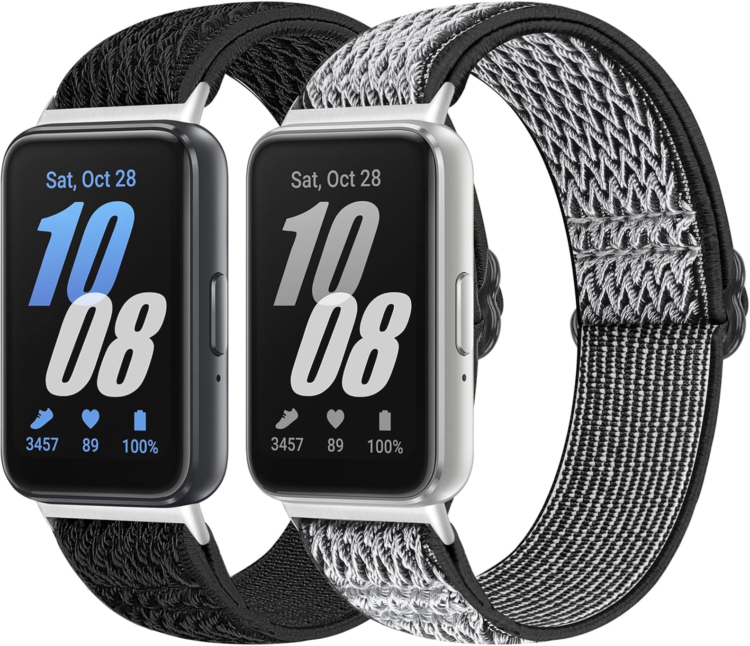 Detalle de Bcuckood Elastic Nylon Straps for Samsung Galaxy Fit 3 (SM-R390) – 2 Adjustable Stretch Bands
