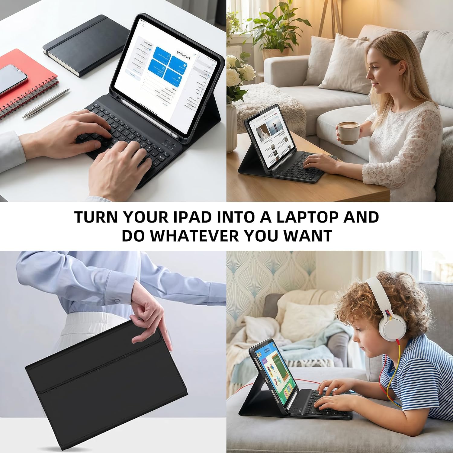 Thumbnail 6 de WENJION Keyboard Case for iPad 11th Gen (A16) & 10th Gen 2022 — Detachable Bluetooth Keyboard Cover with Pencil Holder
