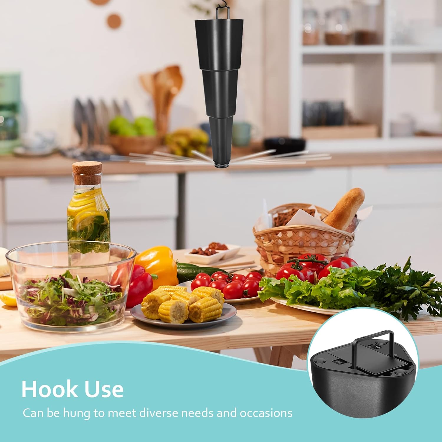 Detalle de Fly Fans for Tables – 4 Pack: Holographic Blade, Battery-Powered Fly Deterrents for Indoor & Outdoor use