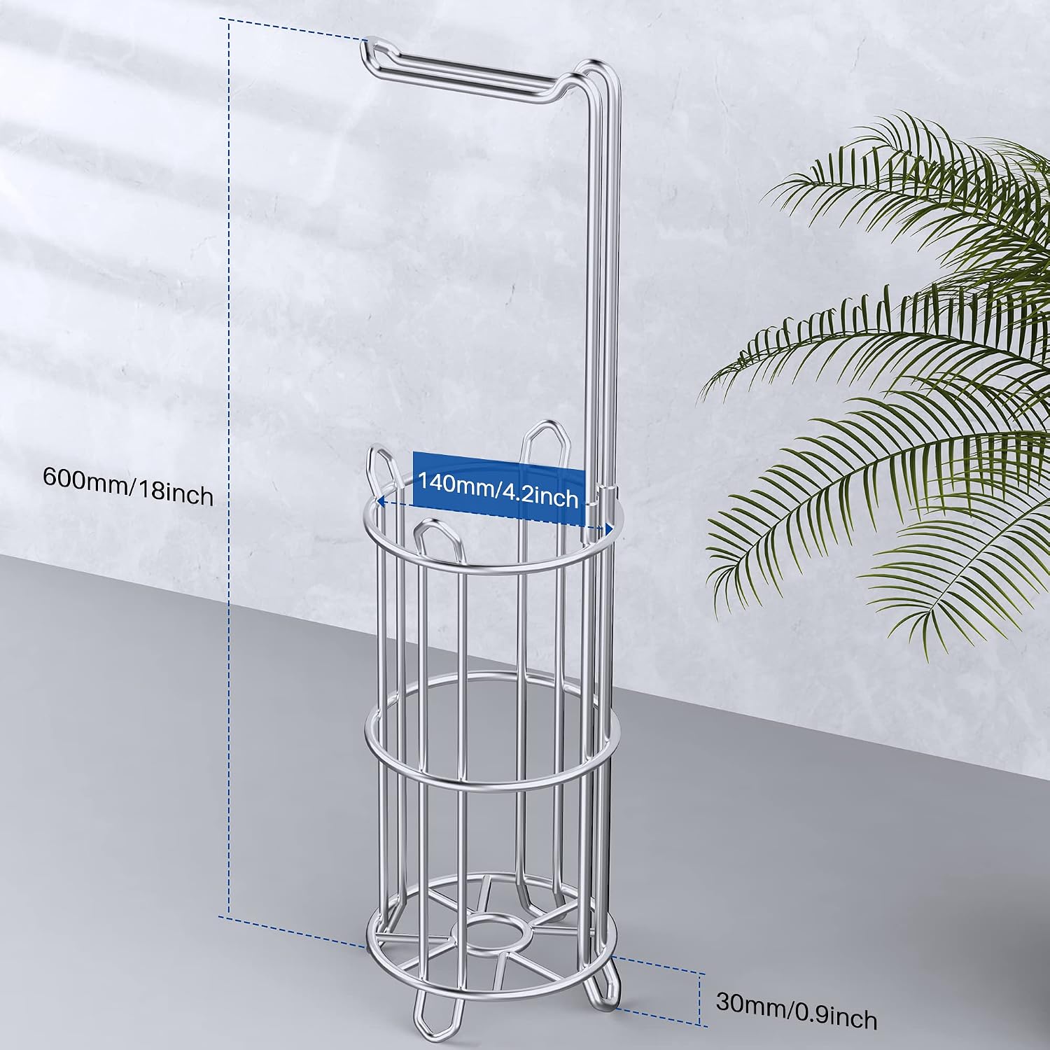 Thumbnail 6 de Meangood MM0007 Freestanding Toilet Paper Holder, Silver, 4-Roll Storage