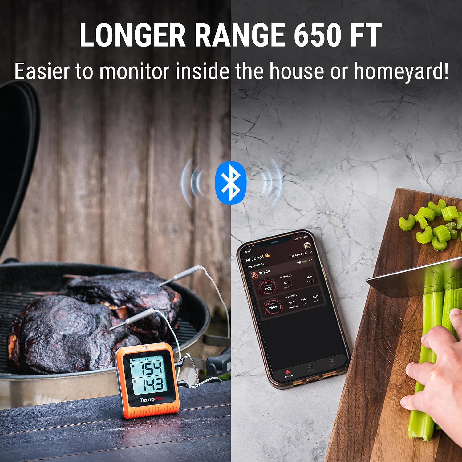 Detalle de TempPro Bluetooth meat thermometer, TempSync