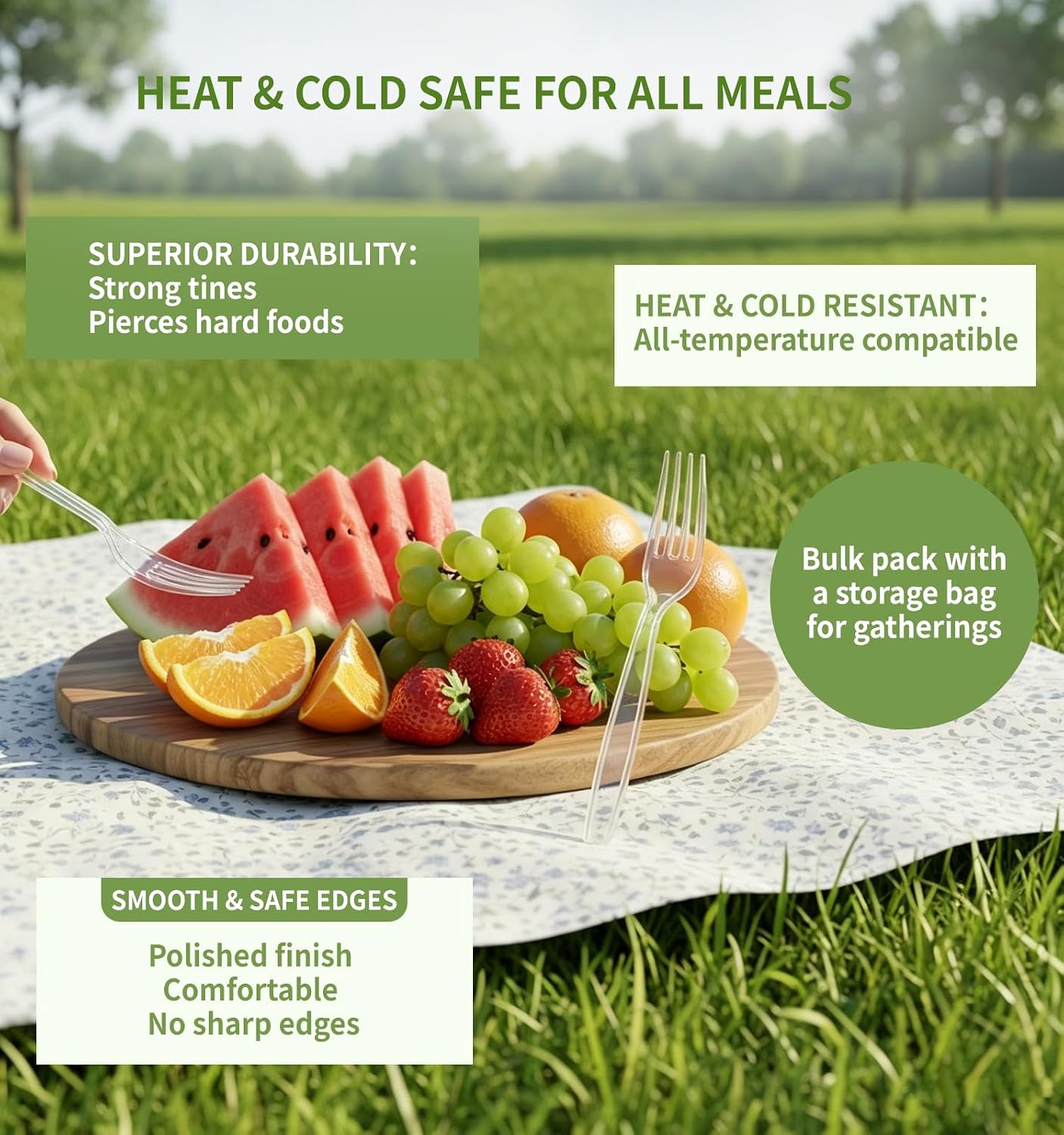 Detalle 2 de Voatree 390 Count Heavy Duty Disposable Clear Plastic Cutlery Set