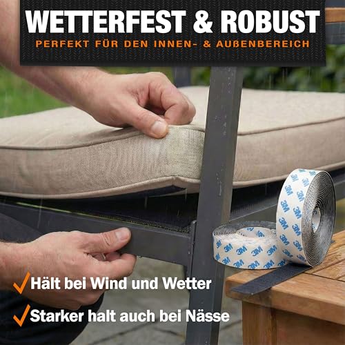 Detalle de Klettband Selbstklebend Extra Stark Outdoor & Indoor 20mm x 5m schwarz von ToolTopia