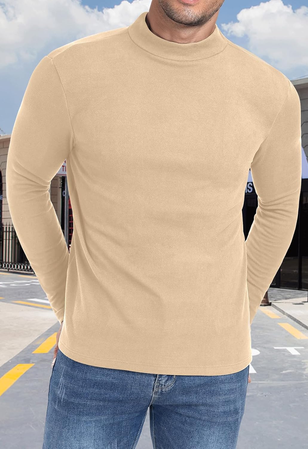 Thumbnail 2 de MLANM Men's Mock Turtleneck Jumper Underhirt – Lightweight Thermal Base Layer