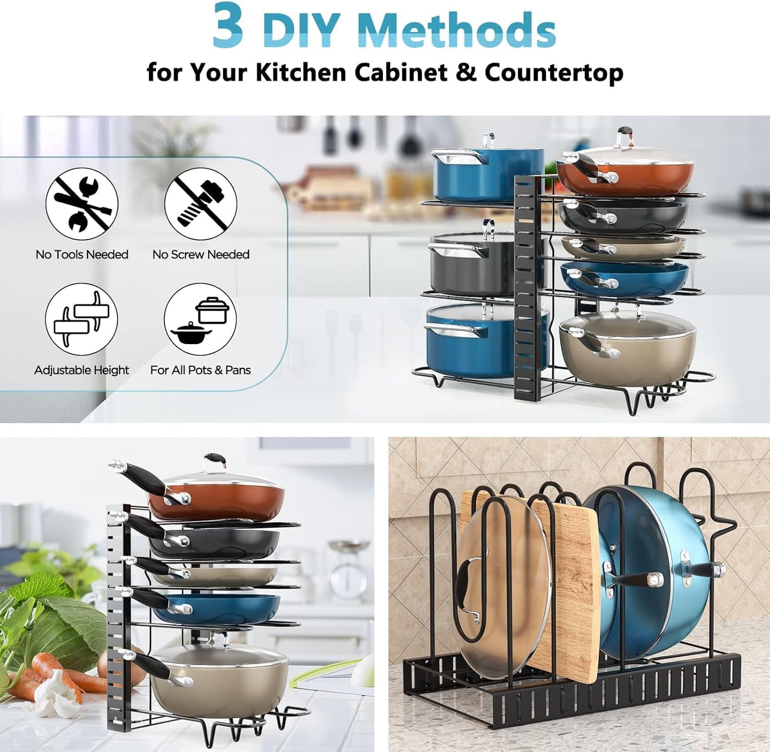 Thumbnail 5 de ORDORA Pots and Pans Organizer 16.6" Rack 🍽