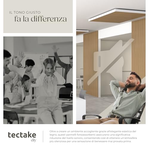 Detalle de tectake Set di 4 Pannelli Acustici Effetto Legno: design moderno e assorbimento elevato