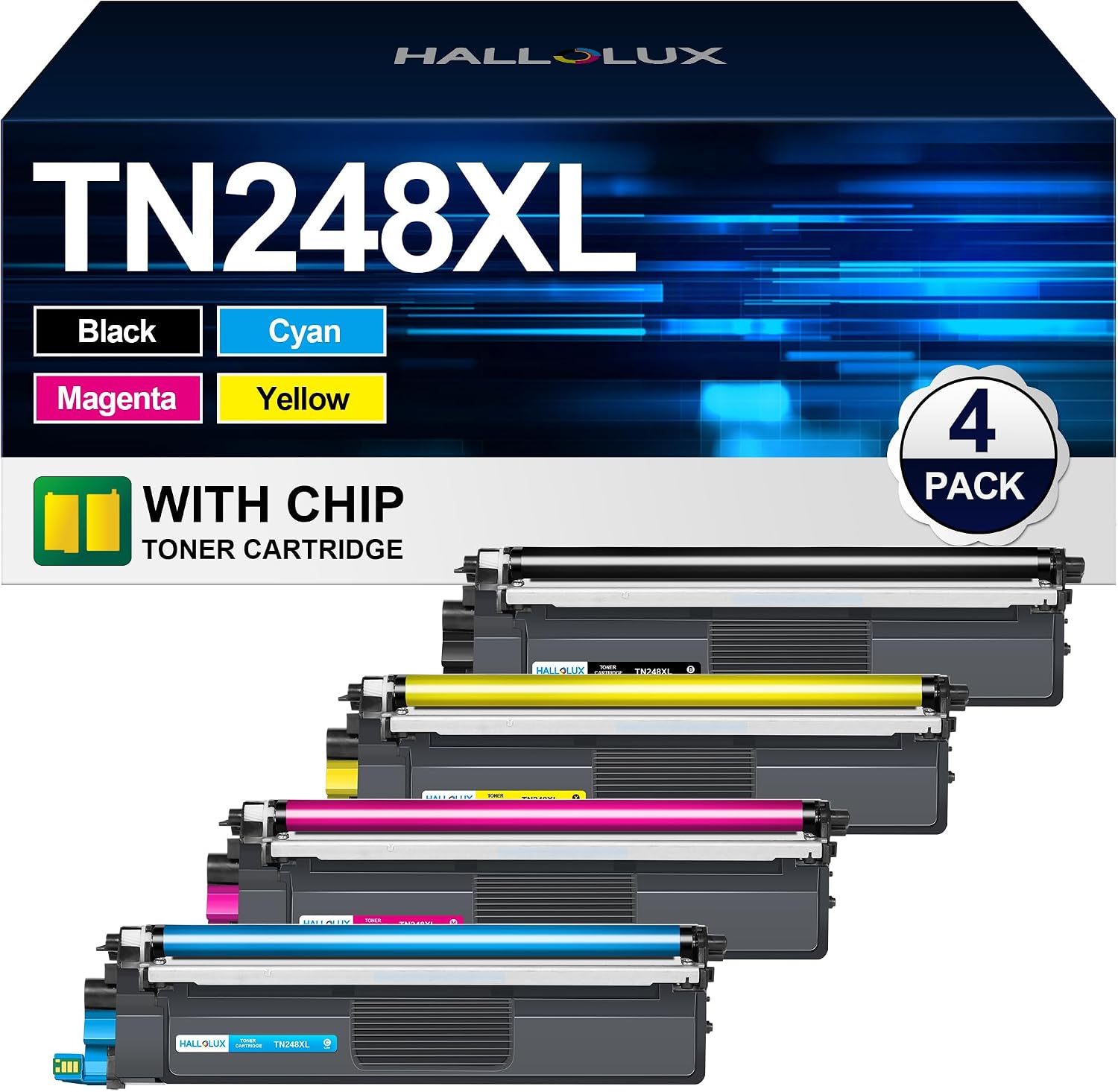 Detalle de HALLOLUX TN248 TN248XL Toner Compatibili per Brother: cartucce 4 pezzi per stampa quotidiana
