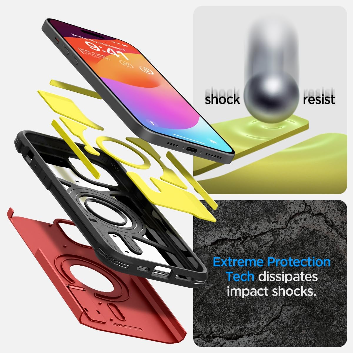Thumbnail 4 de Spigen Tough Armor MagFit pour iPhone 15 : coque magnétique antichoc avec béquille