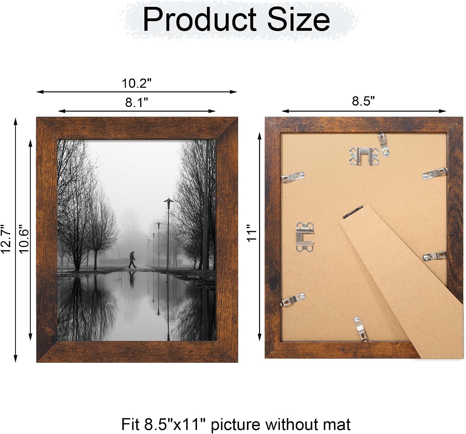 Thumbnail 3 de iRahmen 8.5x11 Picture Frame Set of 4 (Real Glass Rustic Frame) for Wall or Tabletop Display