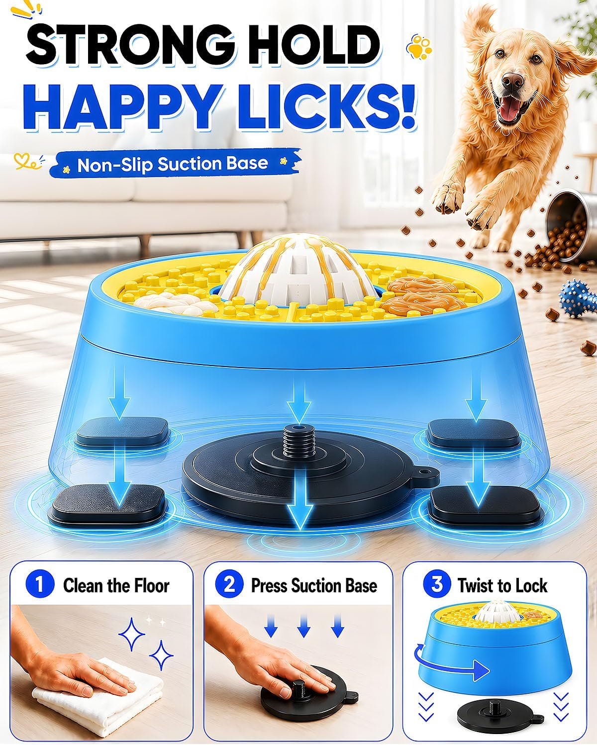 Detalle 1 de Slow Feeder Dog Bowl with Rolling Lick Ball