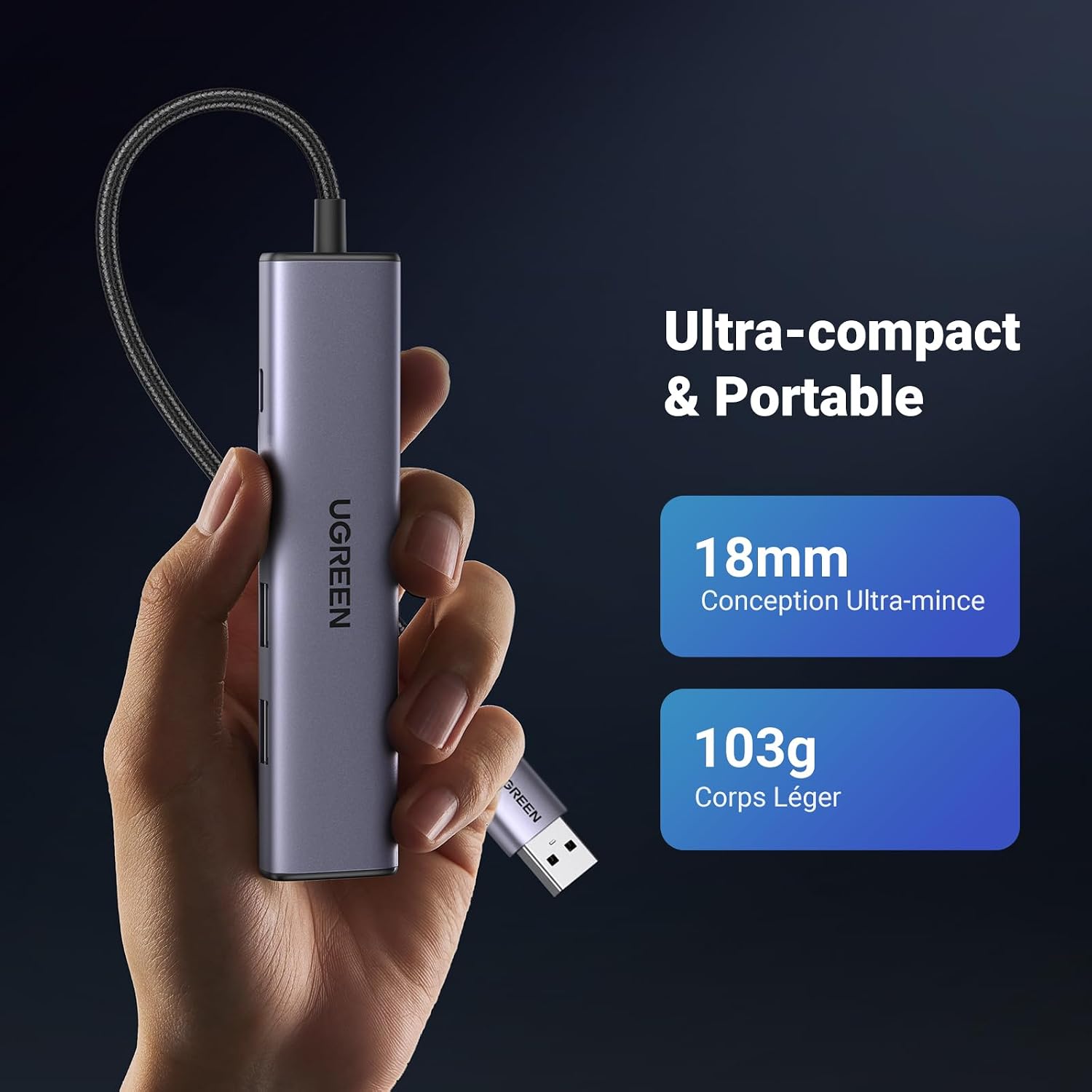 Thumbnail 6 de UGREEN Hub USB 3.0 avec Adaptateur Ethernet 1000 Mbps et 3 Ports RJ45 — Aluminium