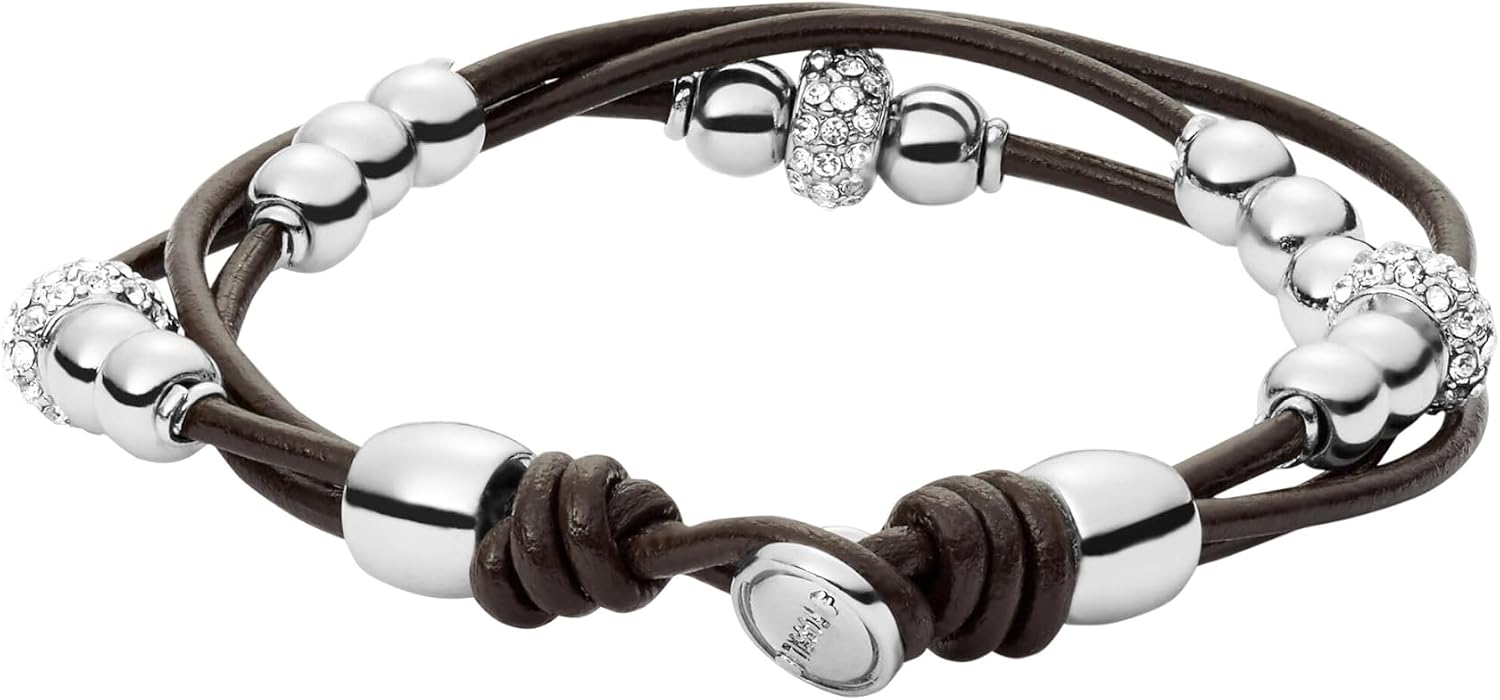 Detalle 2 de Fossil bracciale da donna in vera pelle con chiusura a bottone