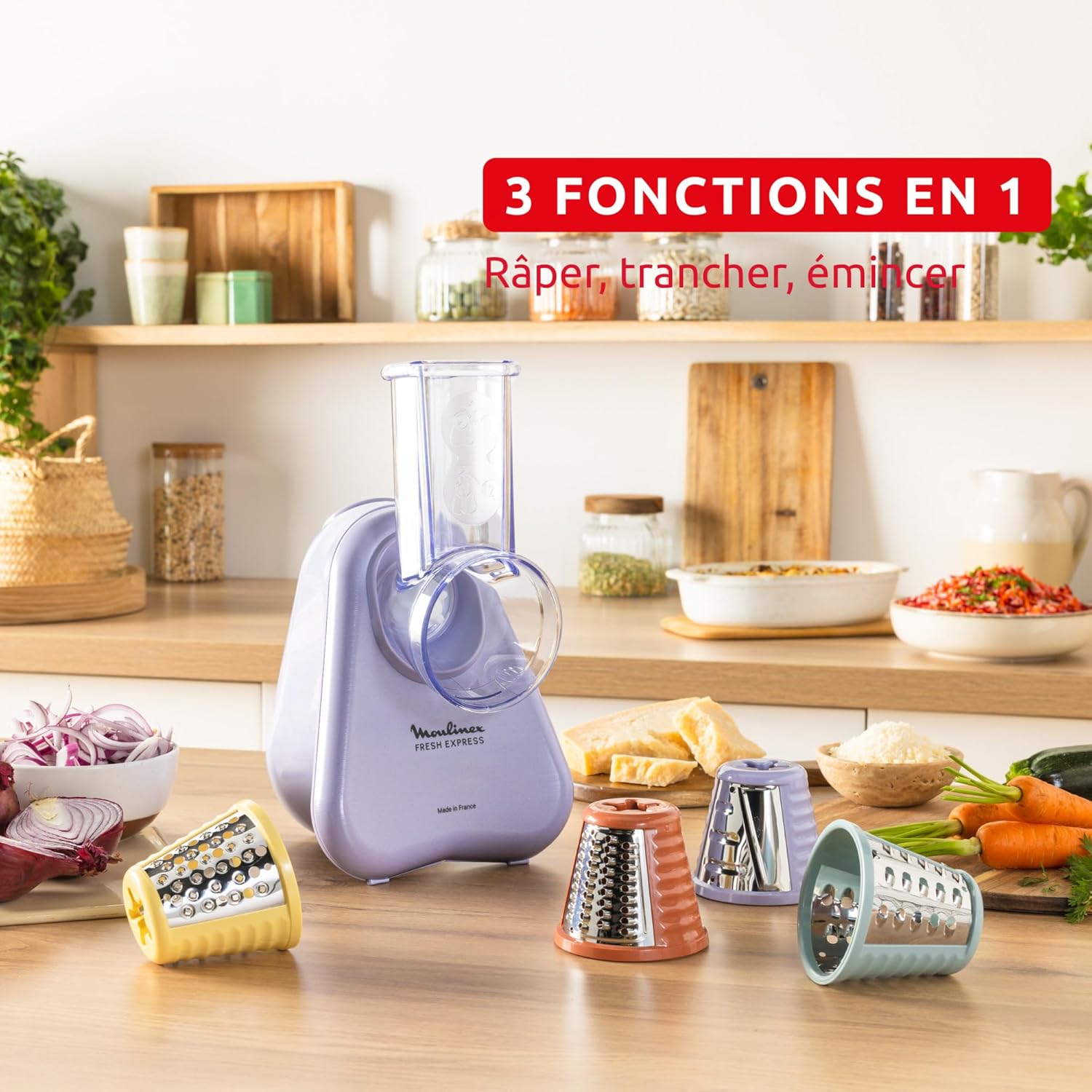 Thumbnail 3 de Moulinex Fresh Express DK8546E0 – découpe-légumes électrique émincer, trancher et râper, lilas