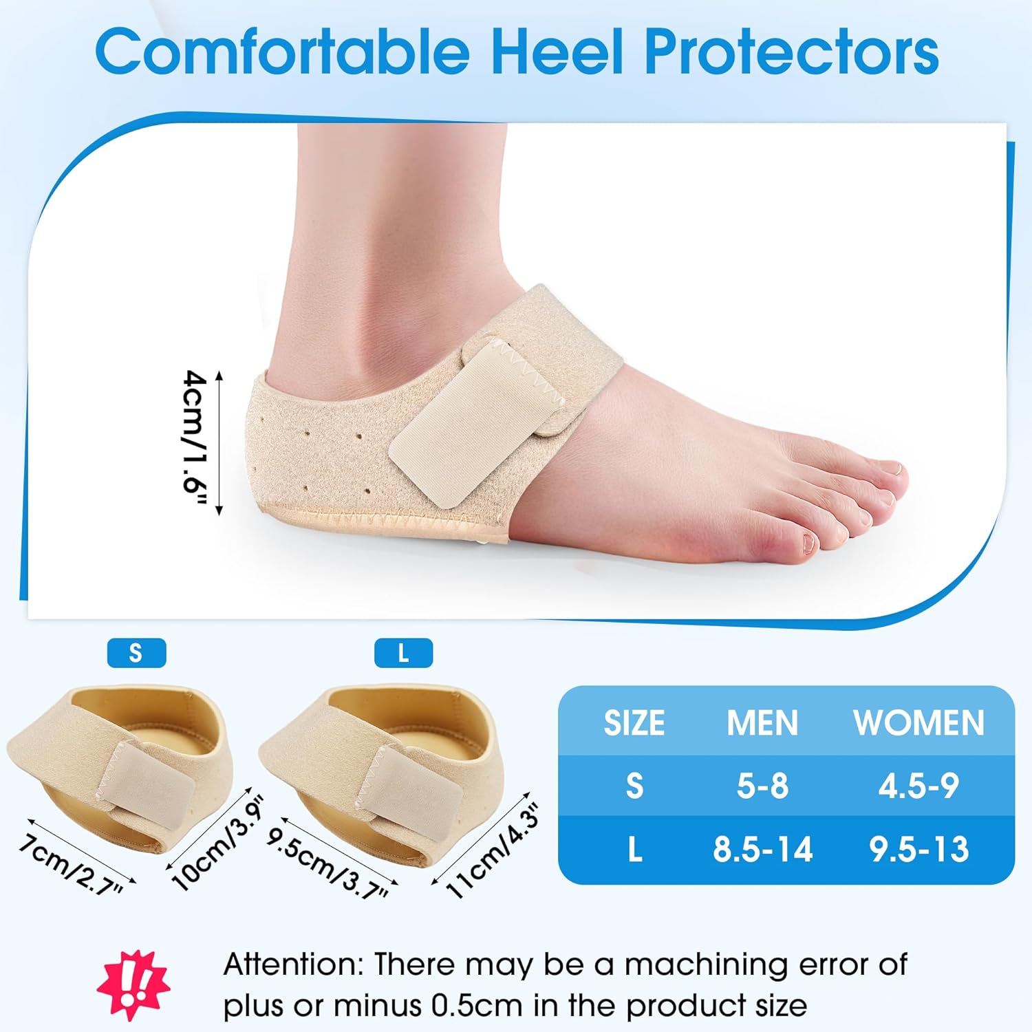 Thumbnail 4 de EASICUTI Plantar Fasciitis Gel Heel Protectors (2 pairs) – heel cups with adjustable strap and SBR cushioning