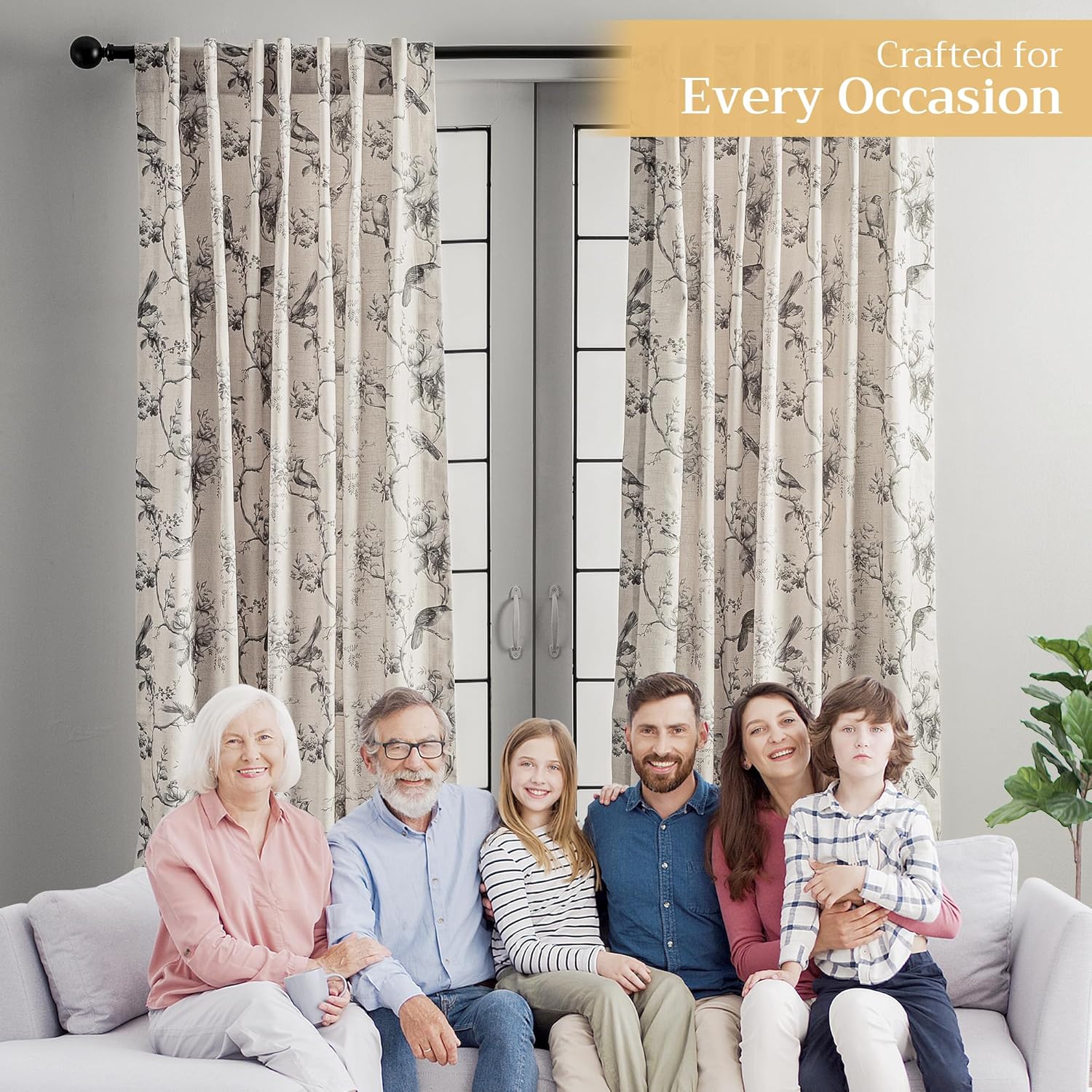 Thumbnail 4 de Maison d' Hermine Turin 100% Cotton Light Filtering Curtains (Two Panels, Rod & Loop Pockets)