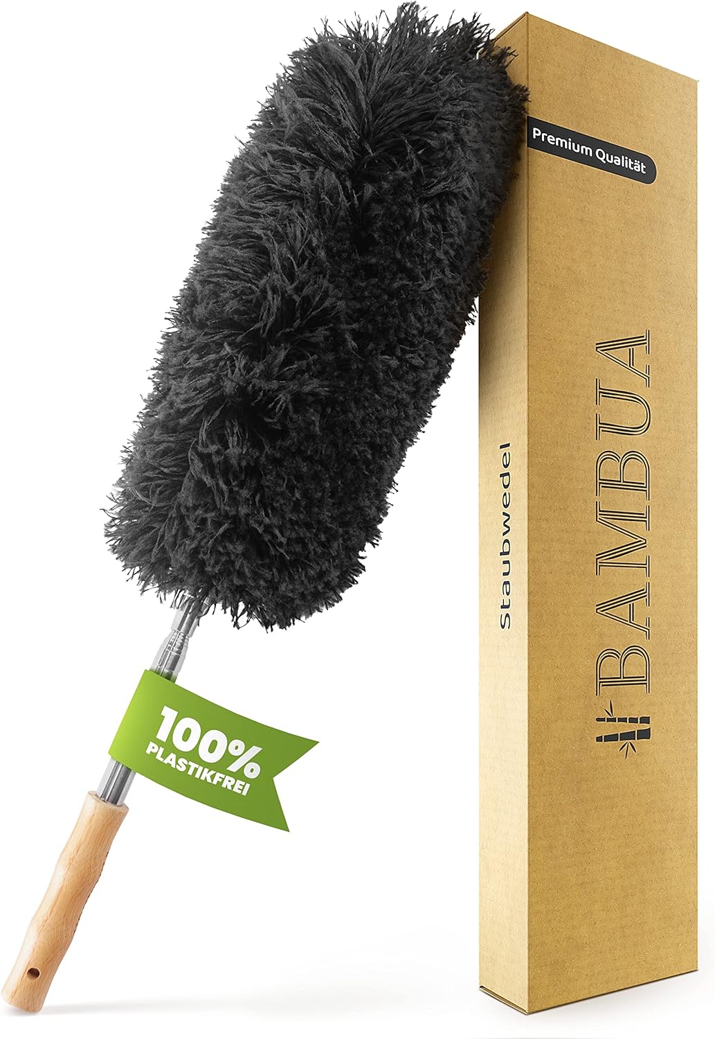 Thumbnail 6 de BAMBUA Staubwedel Teleskop (100% plastikfrei) mit Mikrofaser – Bambusgriff, bis 240 cm
