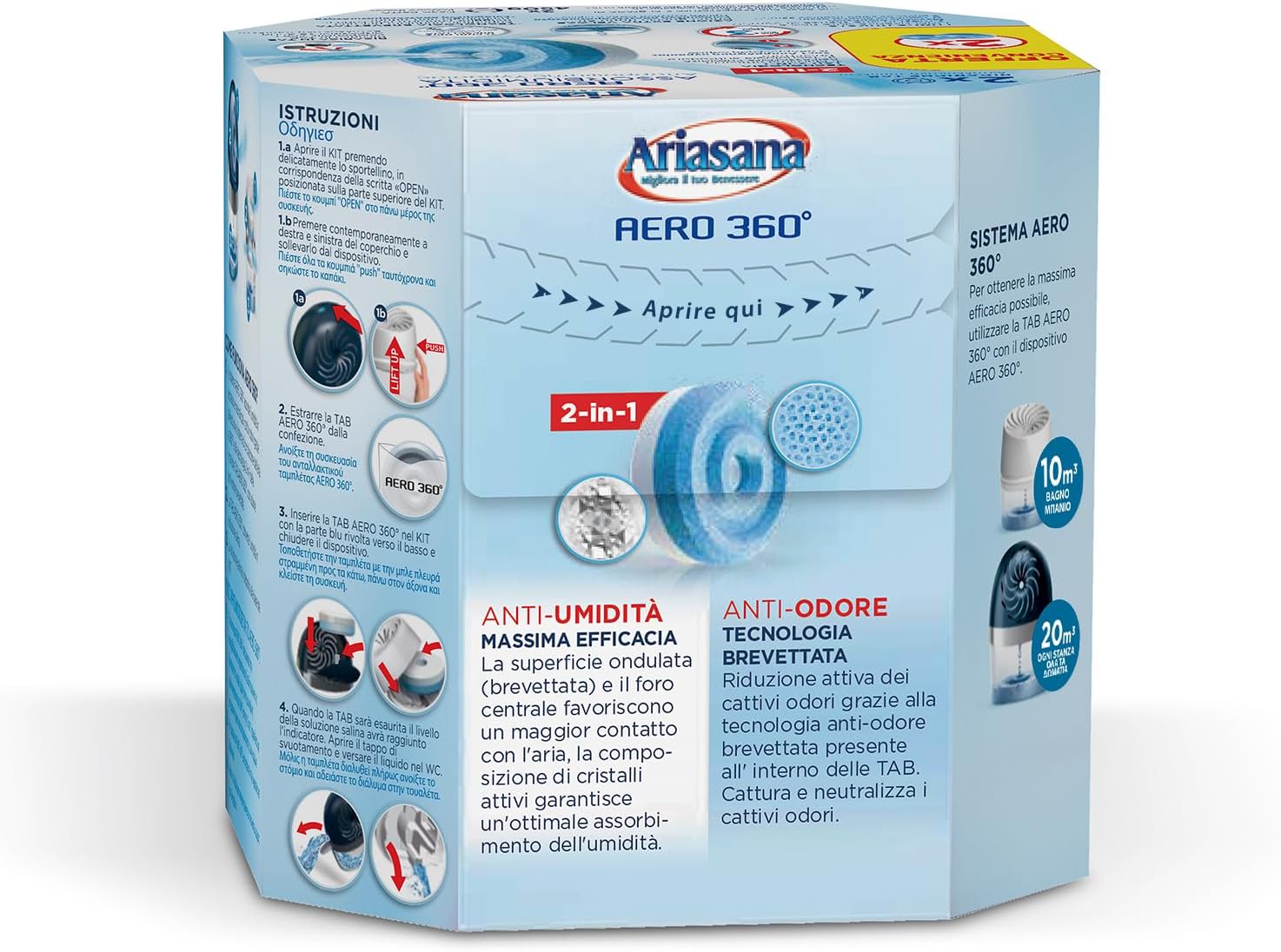 Detalle 2 de Ariasana Aero 360° Ricarica TAB da 450 g – 2 pezzi per deumidificatore con circolazione aria a 360°