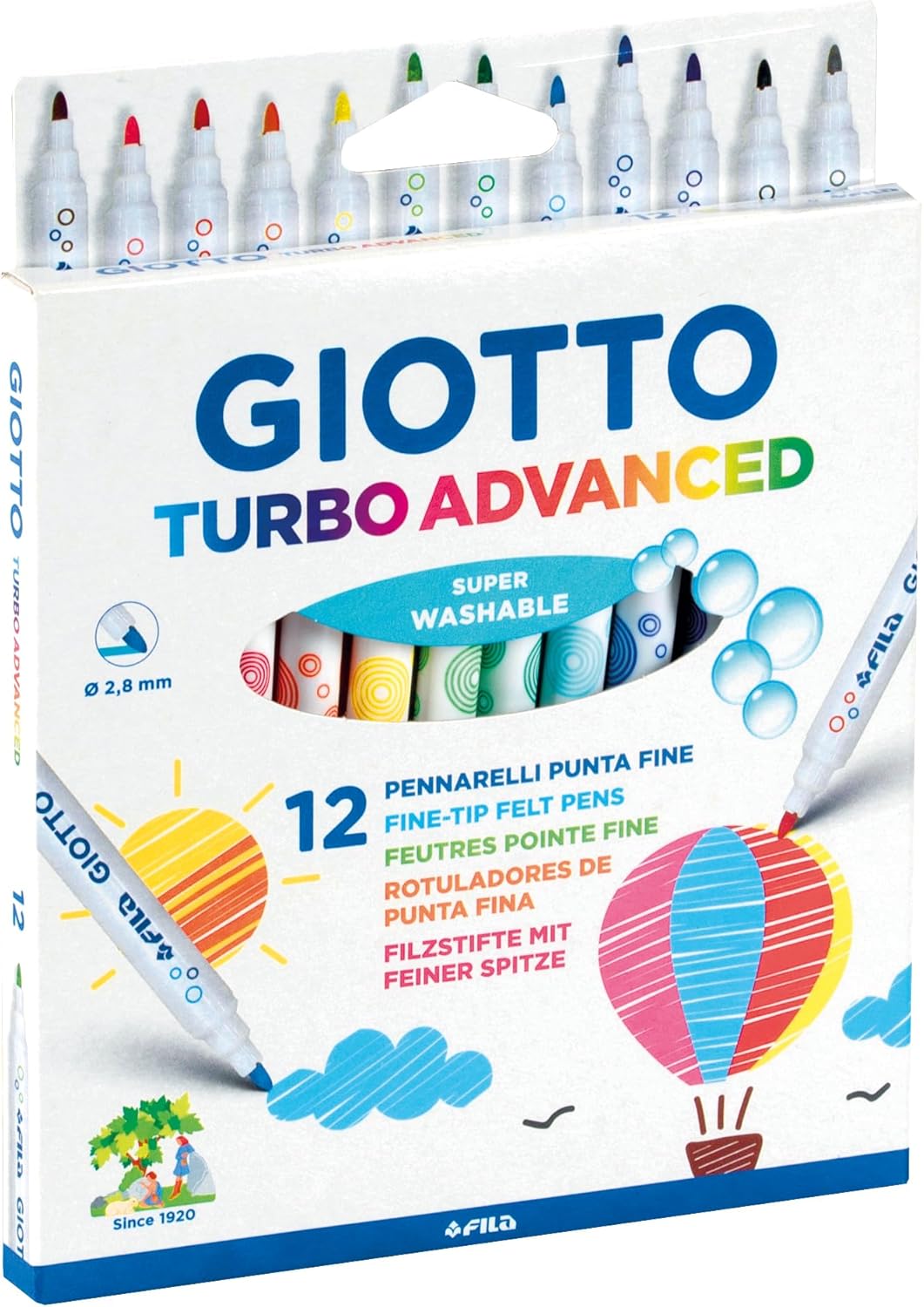 Detalle 2 de Giotto 520303 - Giotto Turbo Advanced: Pennini lavabili a punta fine, barattolo da 72 pezzi
