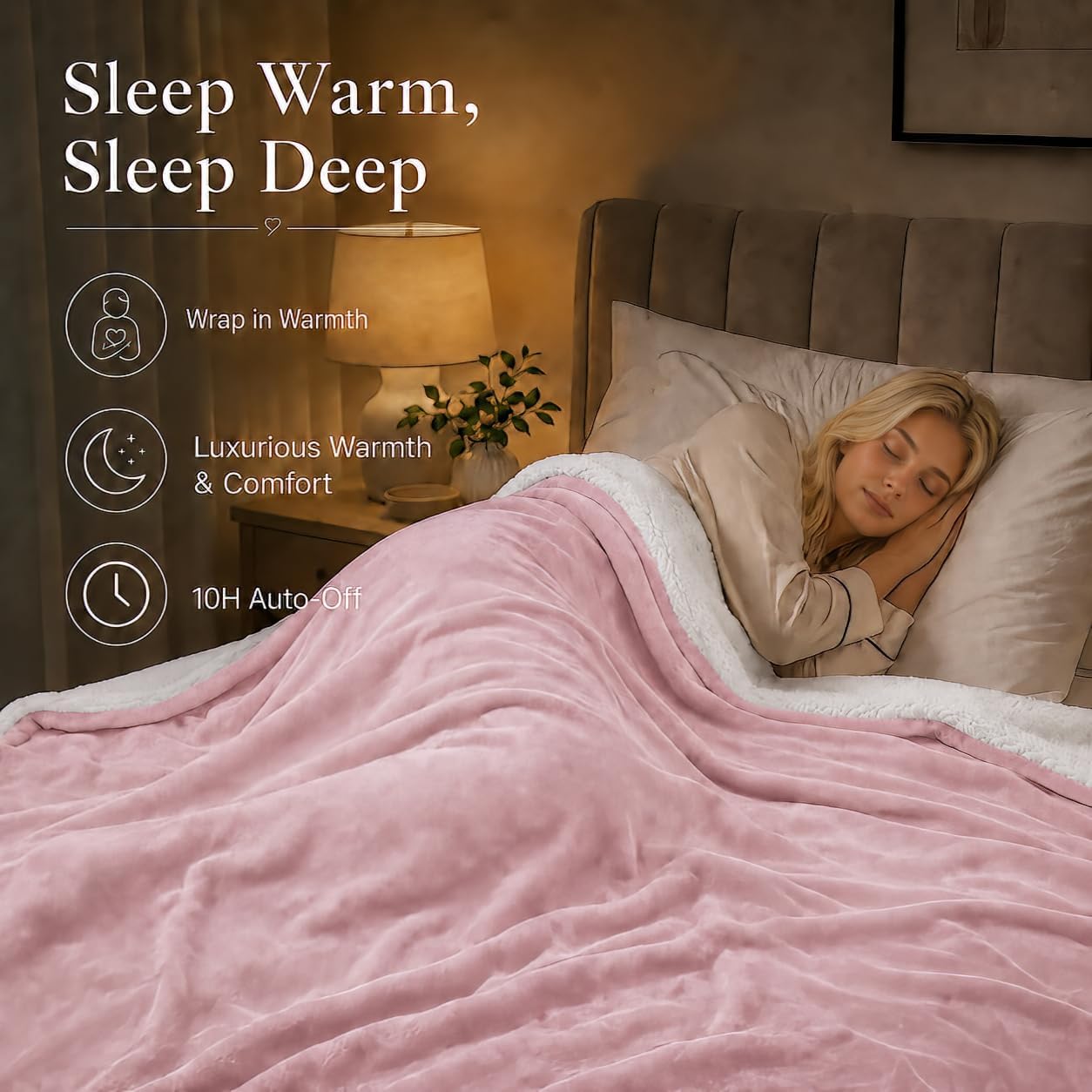 Detalle 2 de RALYSUN Full-Size Heated Blanket, 72" x 84", 4 Heat Settings, 10-Hour Shutoff